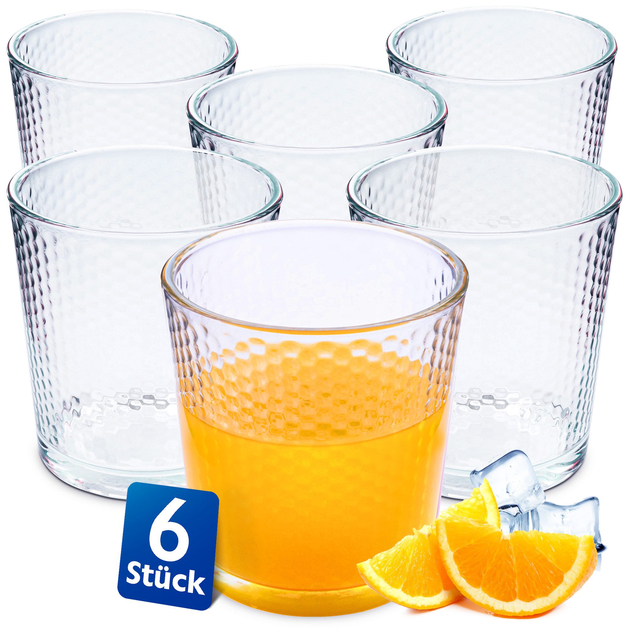 Gläser-Set Transparente Trinkgläser Set 365 ml 6 Stk. Stapelbar