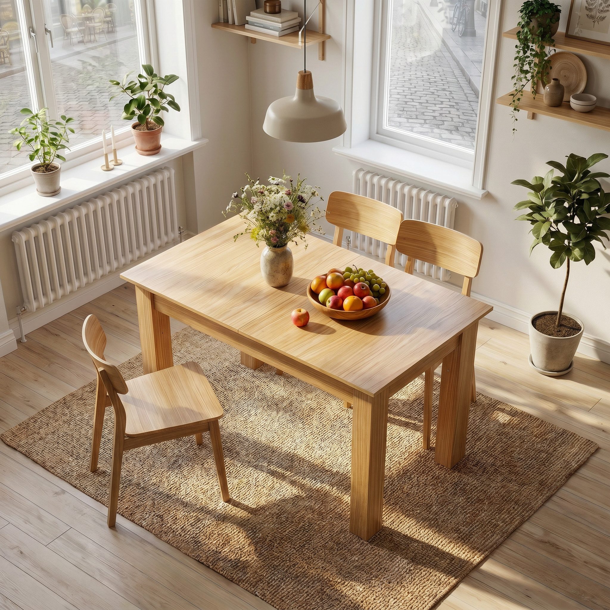 FUFU&GAGA Esstisch ausziehbar 160x70 cm Eiche Optik Modern 4-8 Personen