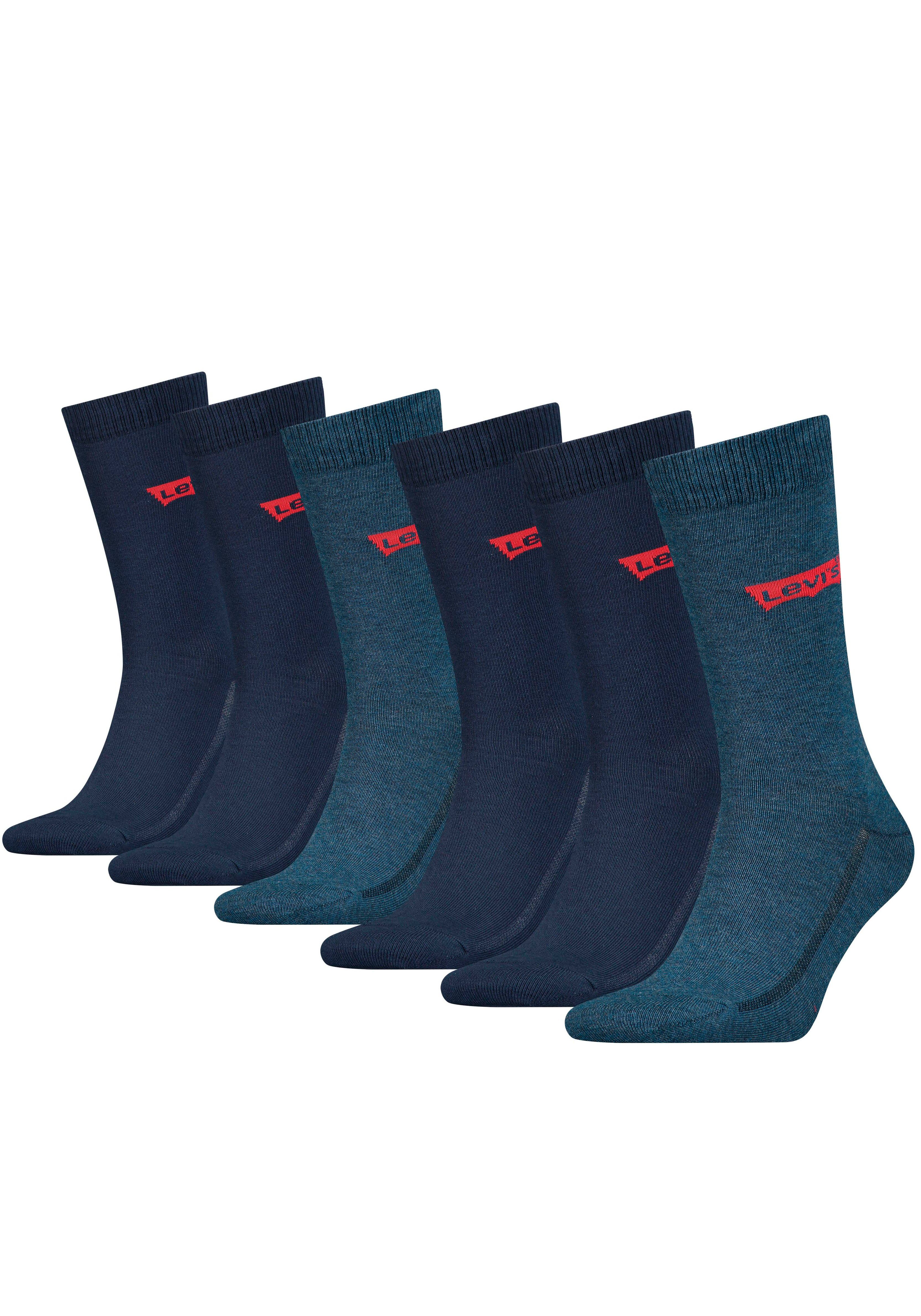 Levi's® Socken LEVIS REGULAR CUT BATWING LOGO 6P RECYCLED CO ECOM (Packung, 6-Paar, 6 Paar) mit breitem Logobund