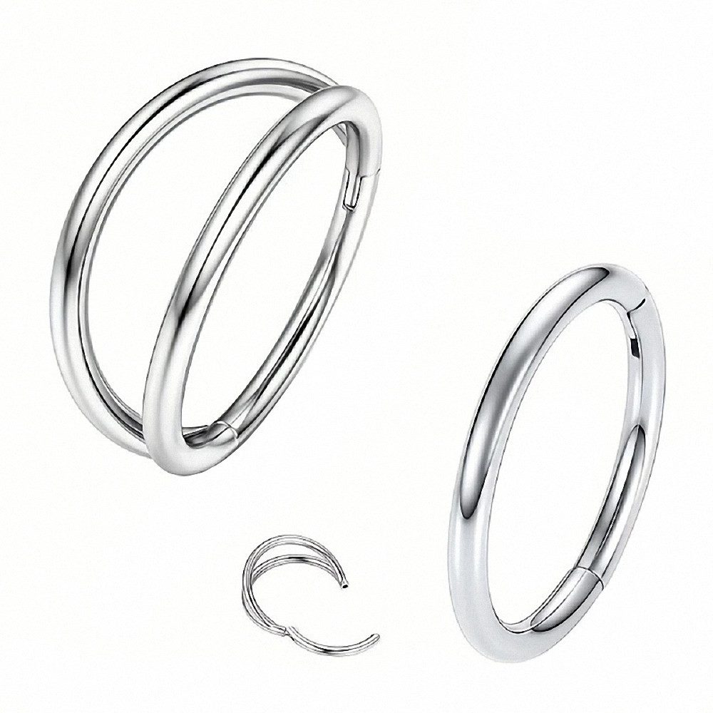 Taffstyle Nasenpiercing 2er Set Septum Piercing Helix Daith Ohr Doppel Ring Scharnier Clicker (Nasenpiercing Nasenring Nase Ohrpiercing Cartilage Ohr Tragus Helix Orbital Daith Rook Piercing Ring Lippenpiercing)