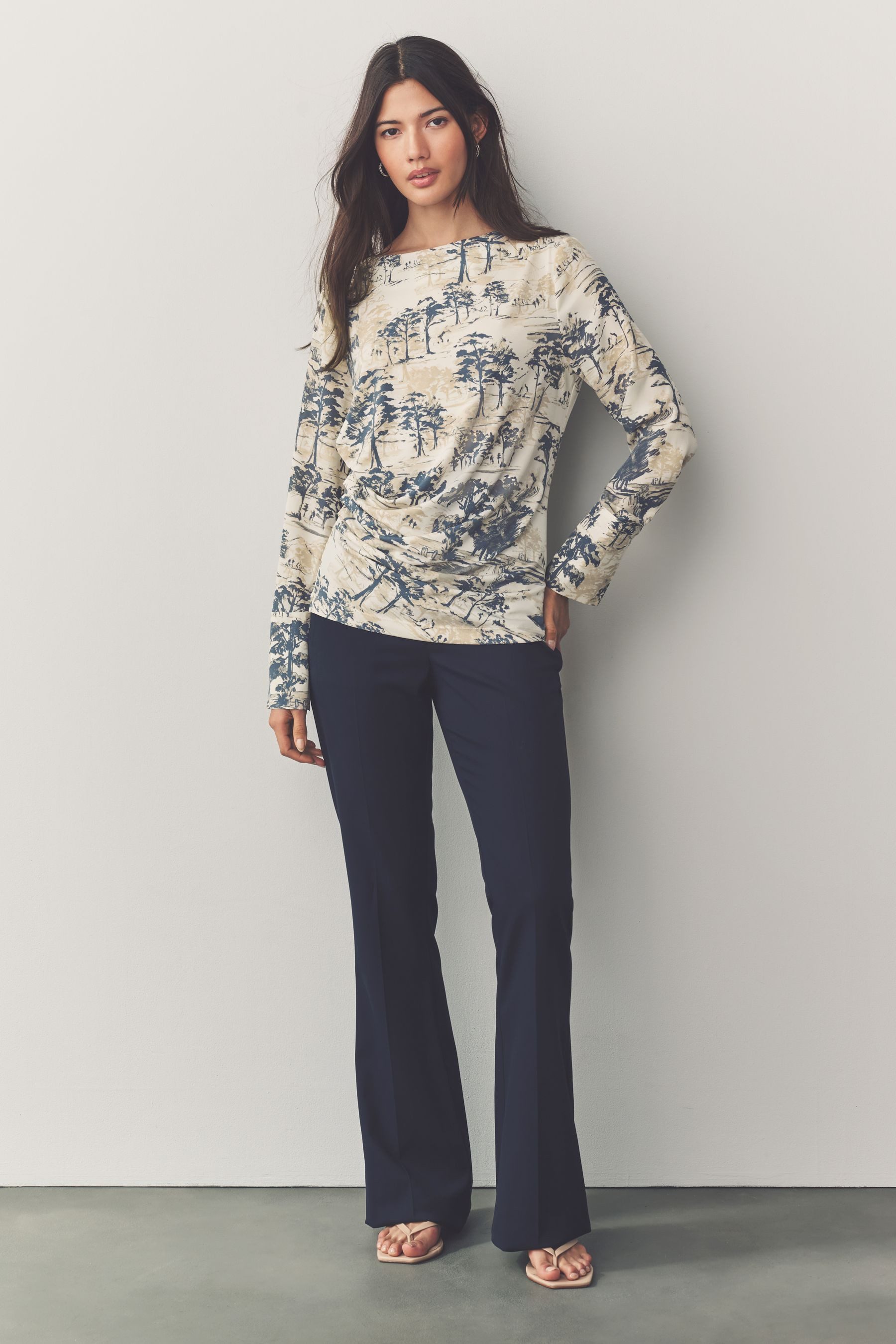 Next Langarmbluse Langärmelige Bluse mit Rüschendetails (1-tlg) günstig online kaufen