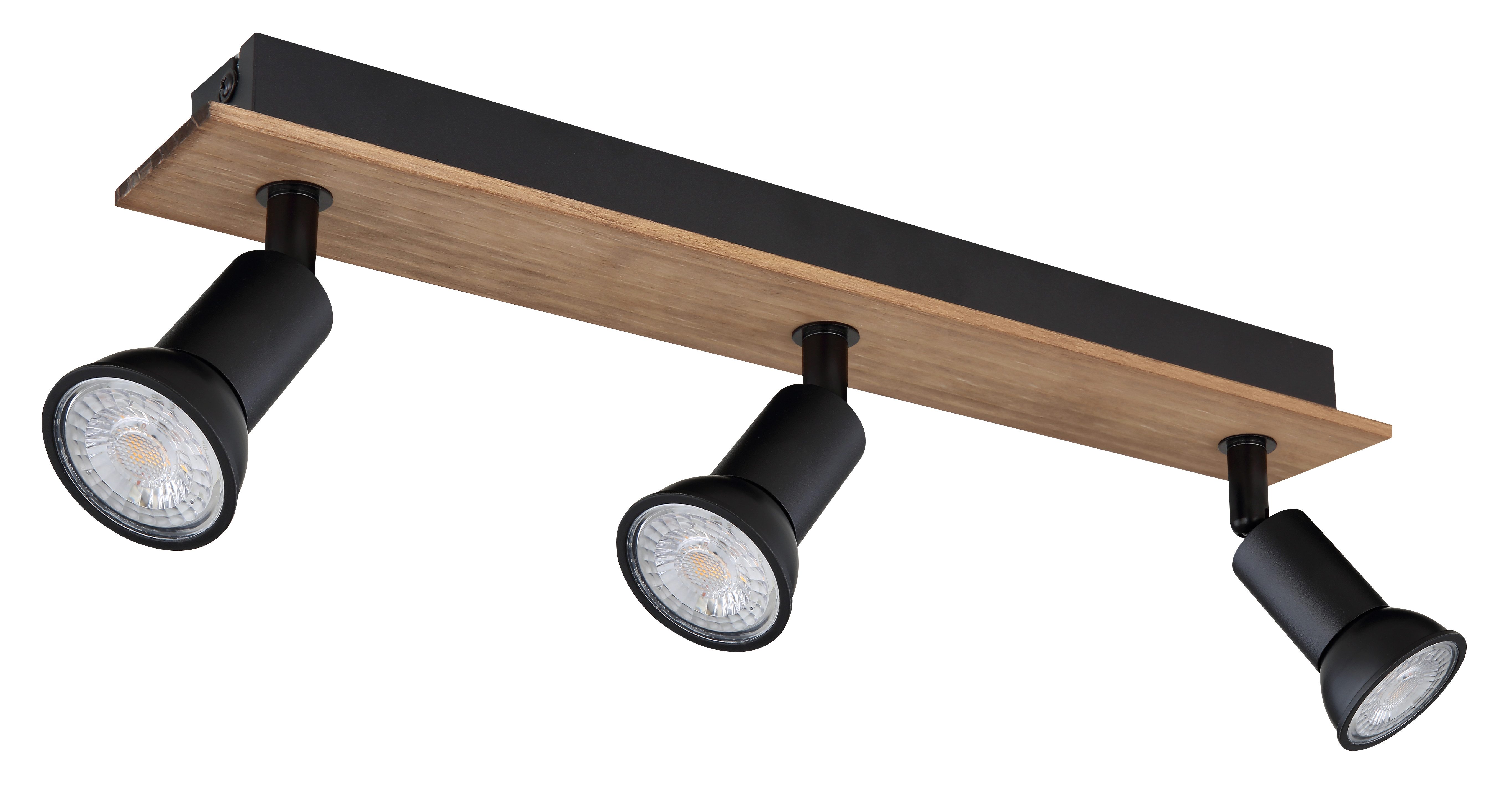 GLOBO LIGHTING Deckenstrahler DREW, ohne Leuchtmittel, Deckenspot/Holz/schwarz/LxBxH: 400x60x90mm
