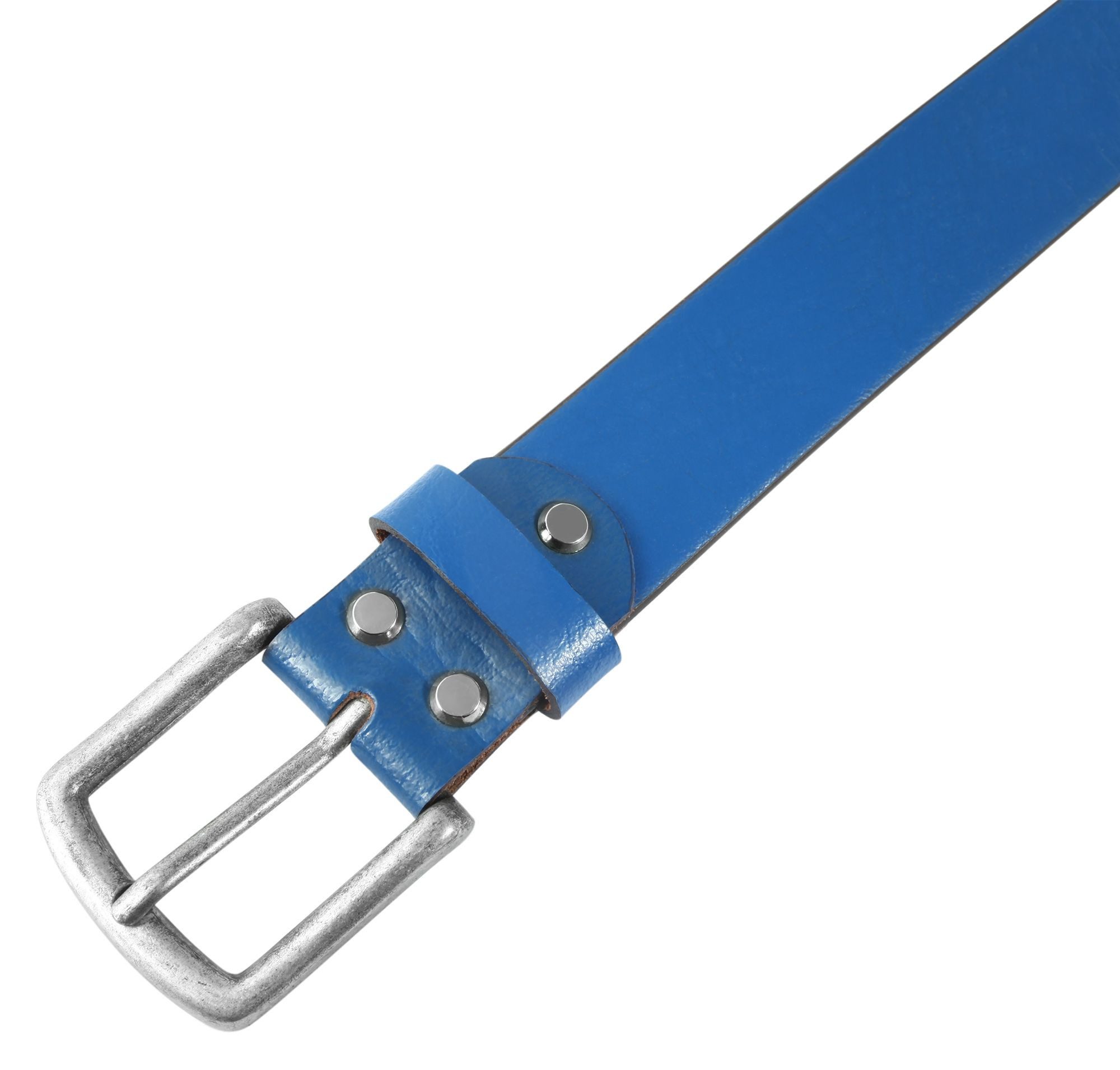 Leonardo Verrelli Ledergürtel hochweriges Echt Leder, blau, 90 cm - 130 cm (Bundweite) kürzbar