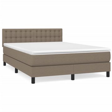 vidaXL Bettgestell Boxspringbett mit Matratze Taupe 140x200 cm Stoff Bett Bettgestell