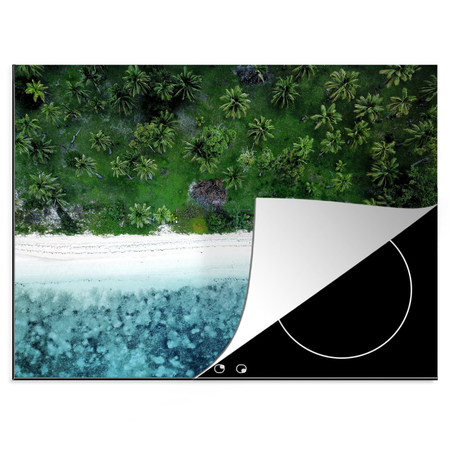 MuchoWow Herdblende-/Abdeckplatte Strand - Ozeanien - Natur, Vinyl, (1 tlg), 70x52 cm, Mobile Arbeitsfläche nutzbar, Ceranfeldabdeckung