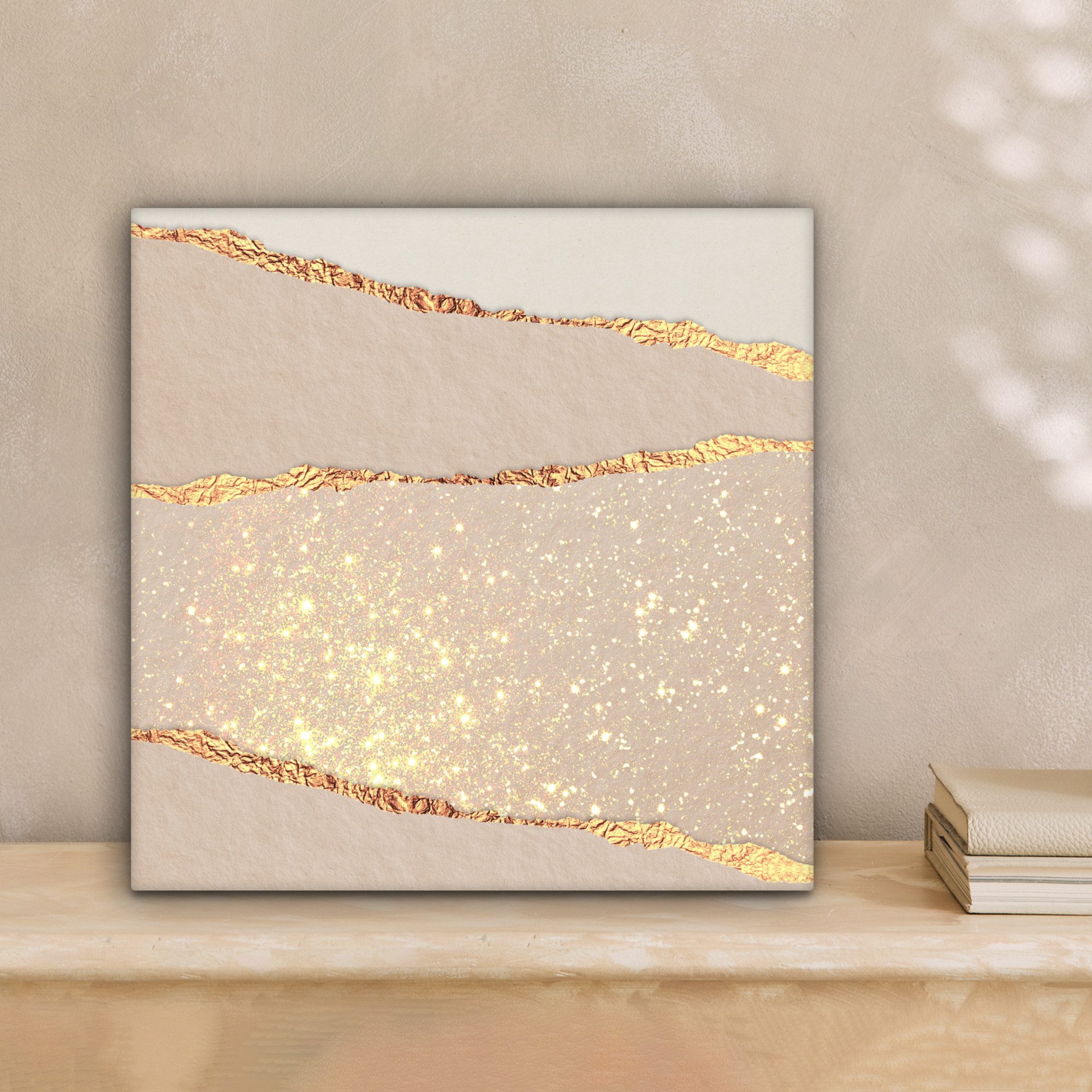 OneMillionCanvasses® Leinwandbild Glitzer - Luxus - Gold - Abstrakt, Fotodruck (1 St), Wandbild, Deko Schlafzimmer Wohnzimmer Flur 20x20 cm