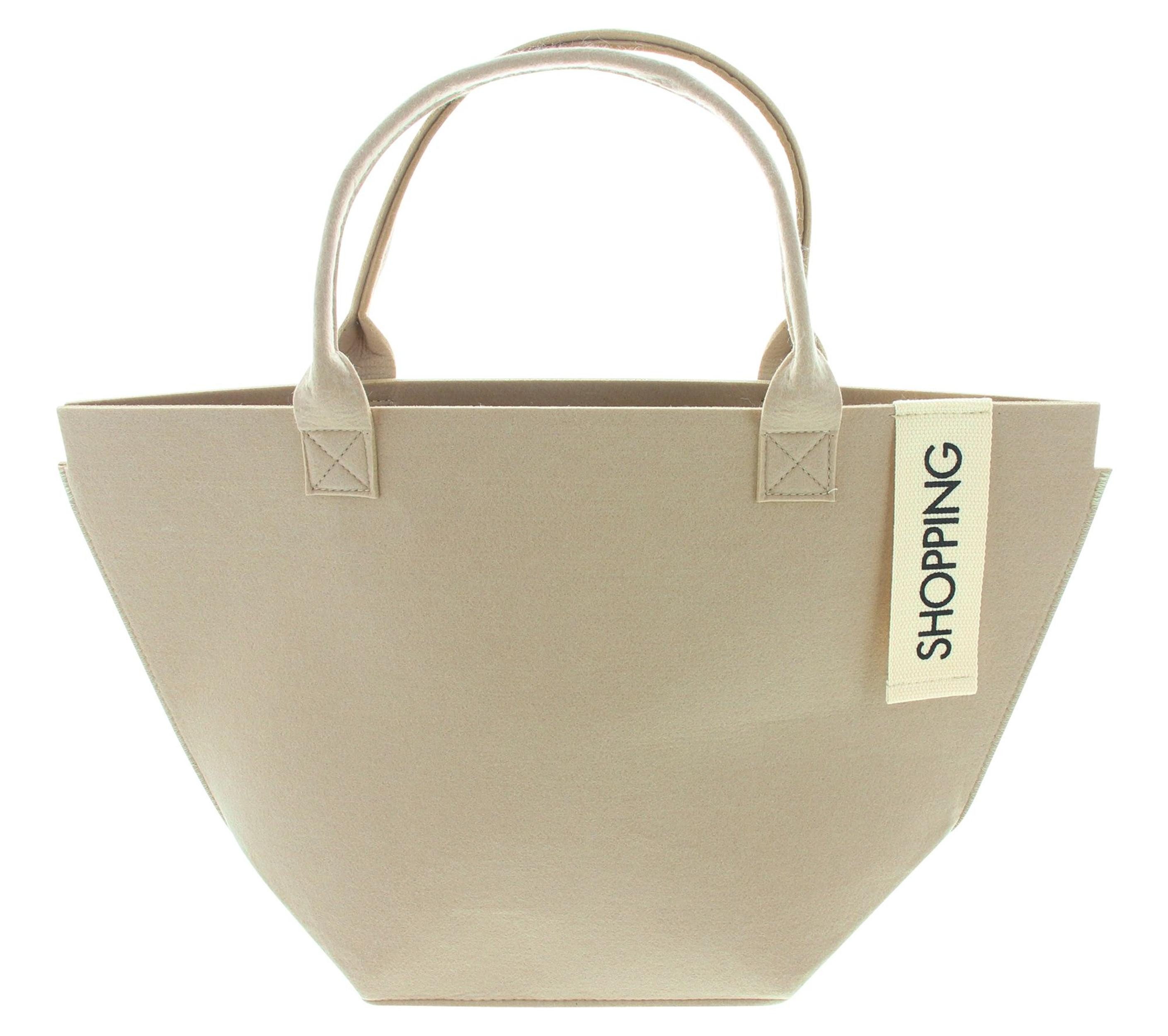 Tragetasche Tasche Shopping Filz beige – große Einkaufstasche, Shopper