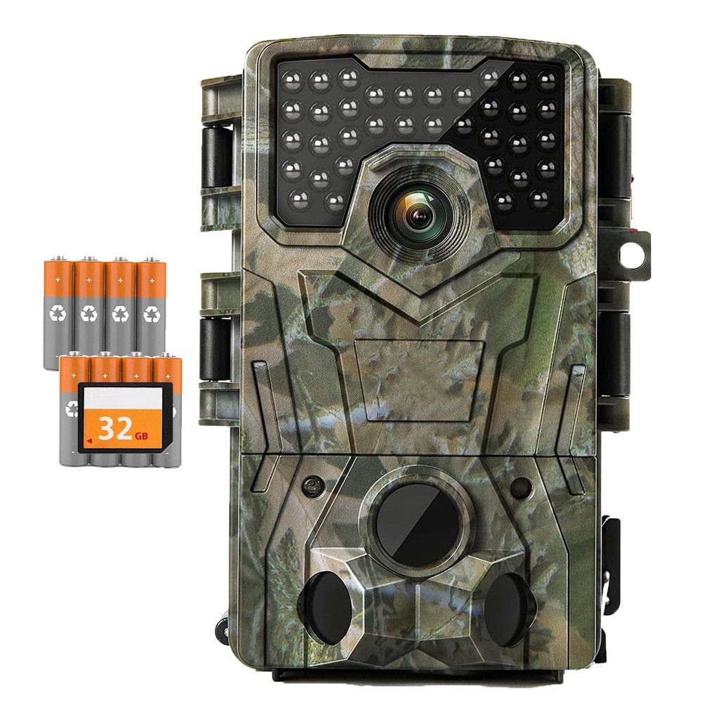 TWUFY Wildkamera Wildkamera 4K48MP HD Wildtierkamera mit 32GB Karte & 8 Batterien (Außenbereich, für Wildbeobachtung, für Outdoor Jagd & Naturbeobachtung, Wildtierkamera mit Nachtsicht Bewegungsmelder mit 850nm IR LEDs, 1-tlg., Nachtsichtkamera Jagdkamera,0,2 s Auslösegeschwindigkeit, 120 ° Weitwinkel,IP66 Wasserdicht für Wildlife Monitoring)