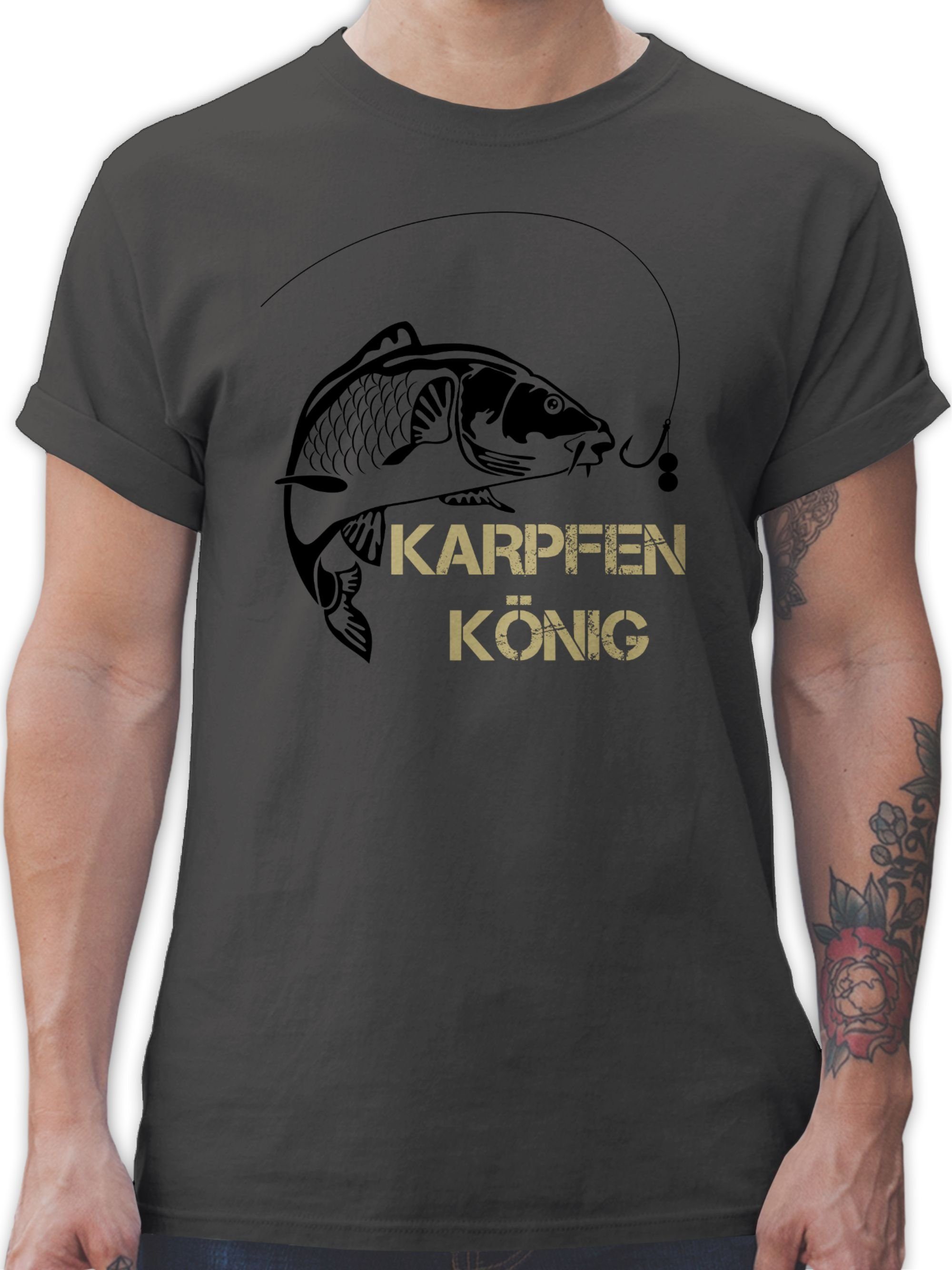 Shirtracer T-Shirt Karpfen König Angler Geschenke 2 Dunkelgrau