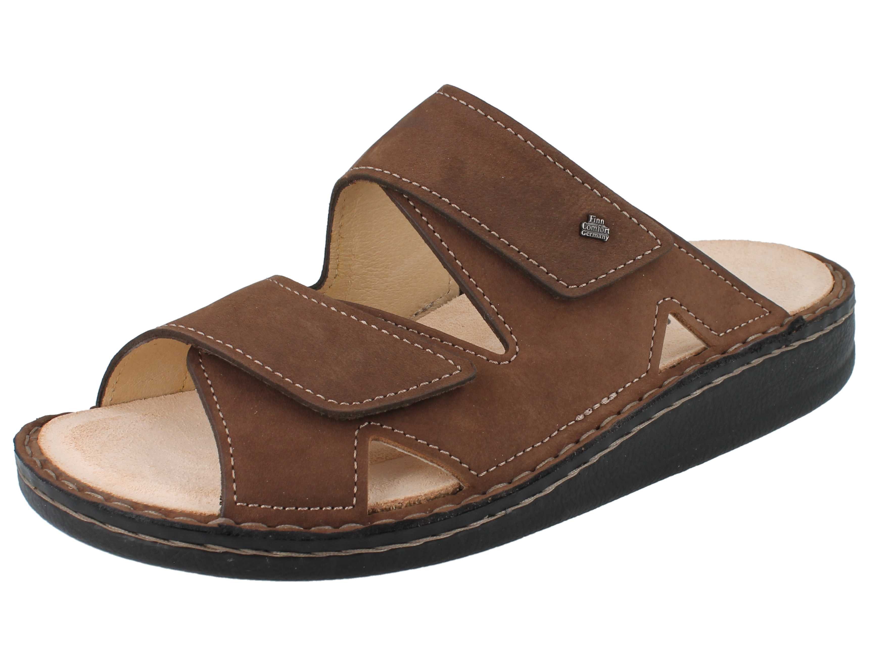 Finn Comfort FINN COMFORT Danzig Soft Herren Pantolette nussbraun Nubukleder - Hausschuh