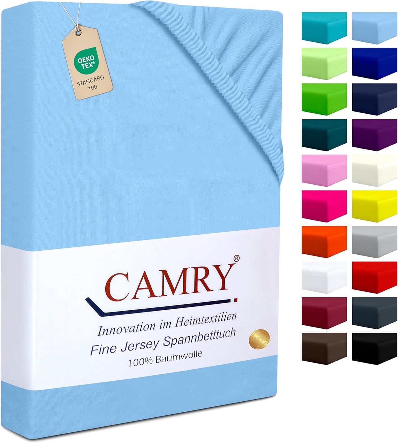 Camry Spannbettlaken CLASSIC Jersey 100% Baumwolle Spannbetttuch atmungsaktiv Gummizug, Jersey Baumwolle, 100% Baumwolle, alle Matratzenhöhen, atmungsaktiv, pflegeleicht