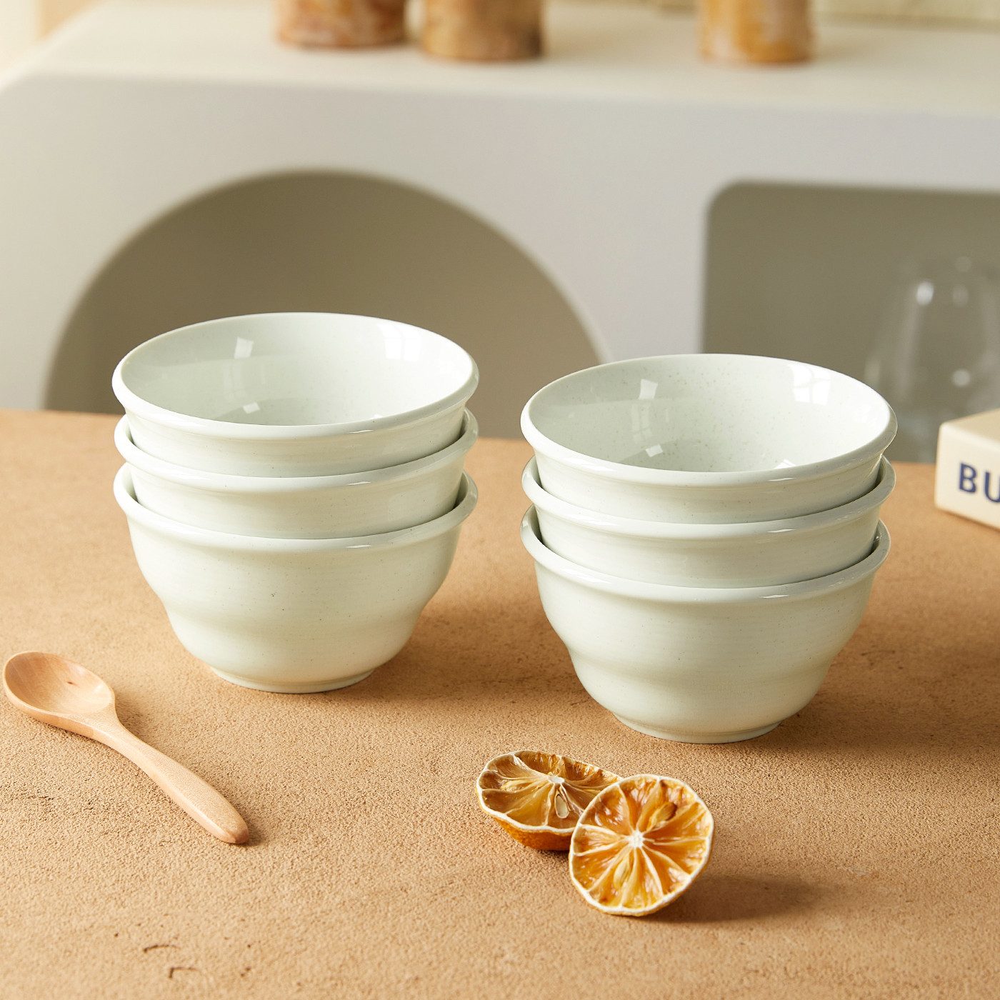 JIWOO Schüssel 6er Ø11,7cm, Müslischale Eisschale FrühstückSchale Dessertschale, Keramik, (Schaleset, 6-tlg), Bowl, Hochwertiges Schalen weiß Schale Mikrowellenofen Spülmaschine