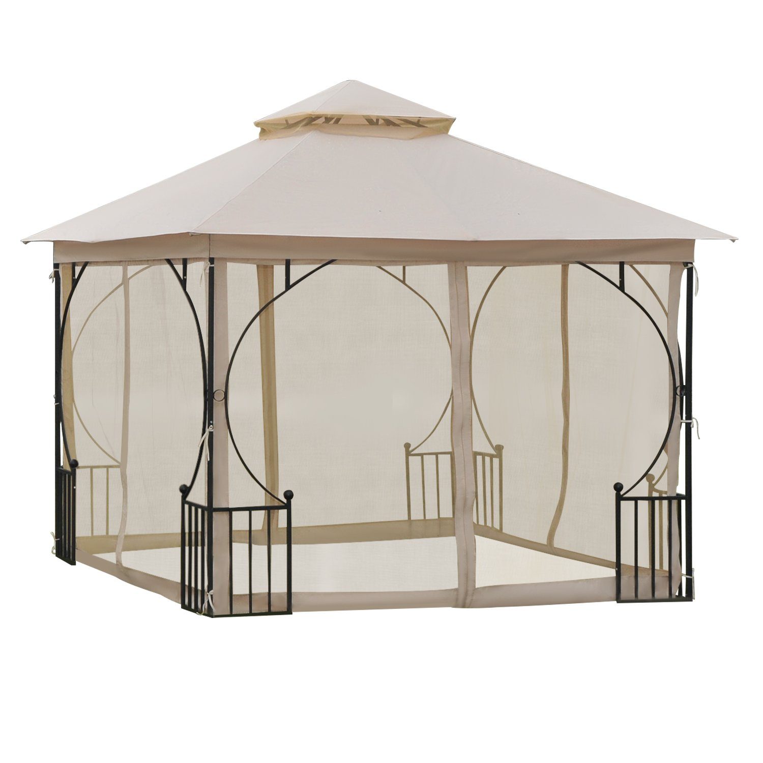 Outsunny Pavillon Gartenpavillon mit Doppeldach