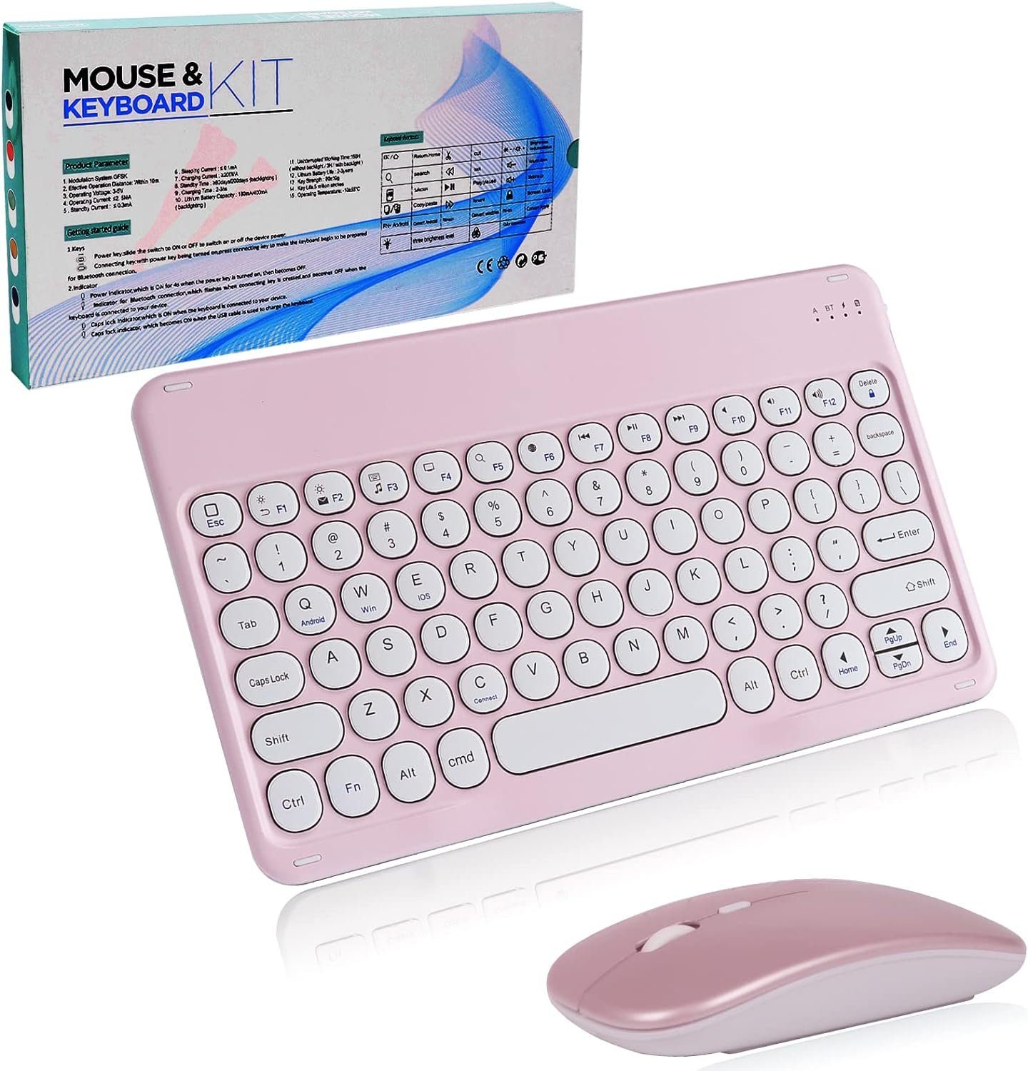 Civetes Kabellos Mini Ultra-Dünn Tastatur- und Maus-Set, Revolutionäre kabelloseTastaturundMaus:Effizienz Stil und Flexibilität