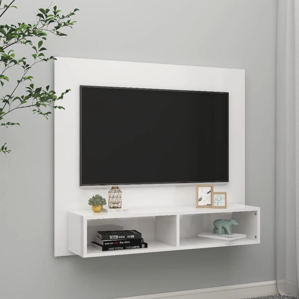 furnicato TV-Schrank TV-Wandschrank Hochglanz-Weiß 102x23,5x90 cm Holzwerkstoff | TV-Schränke