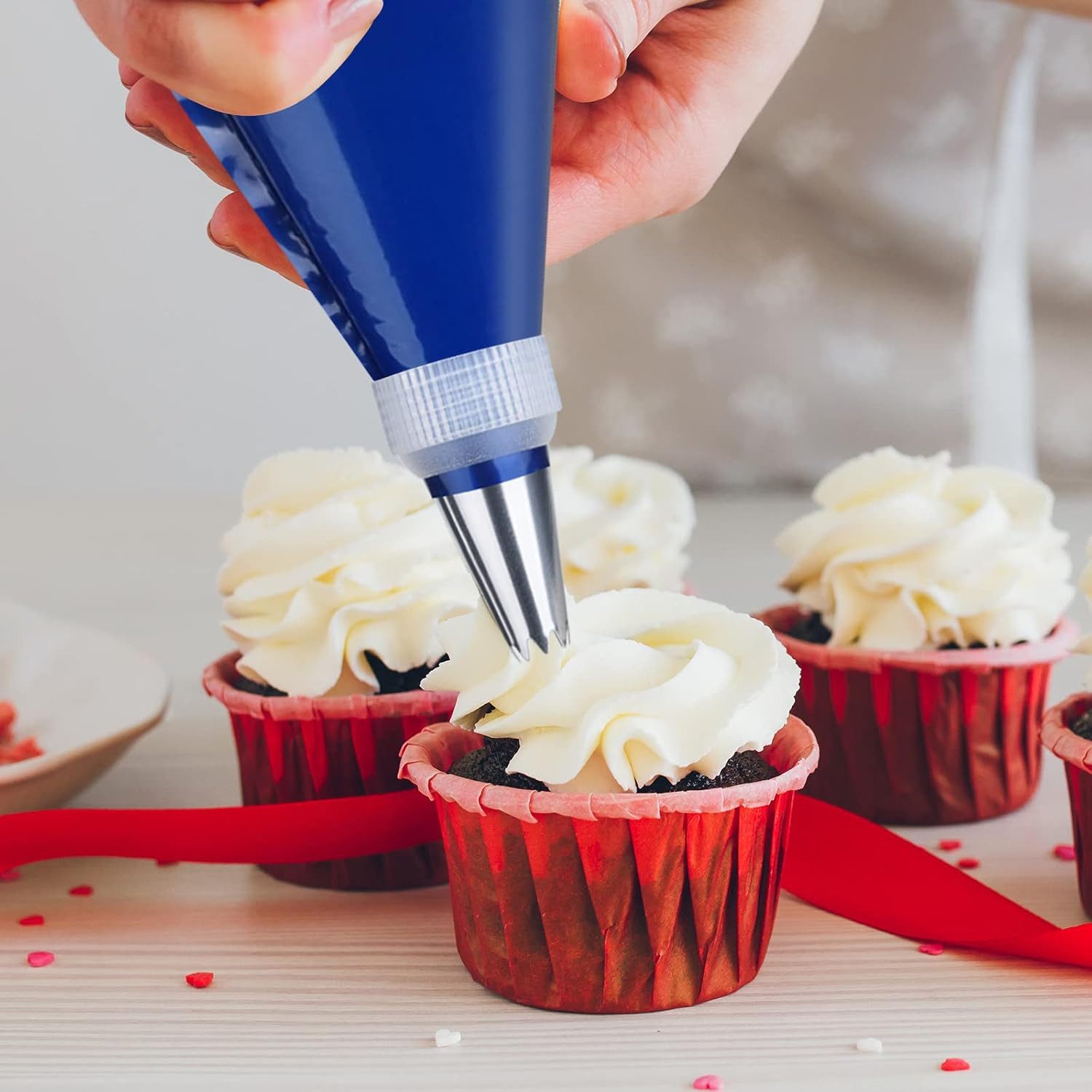 Diwzbyn Spritzbeutel Einweg-Spritzbeutel, extra groß, verdicken (22-tlg) Spritzbeutel für Kekse, Cupcakes, Dessert, Kuchen, Dekorieren