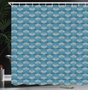 Abakuhaus Duschvorhang Moderner Digitaldruck mit 12 Haken auf Stoff Wasser Resistent Breite 175 cm, Höhe 180 cm, Retro Ikat-Art-Muster