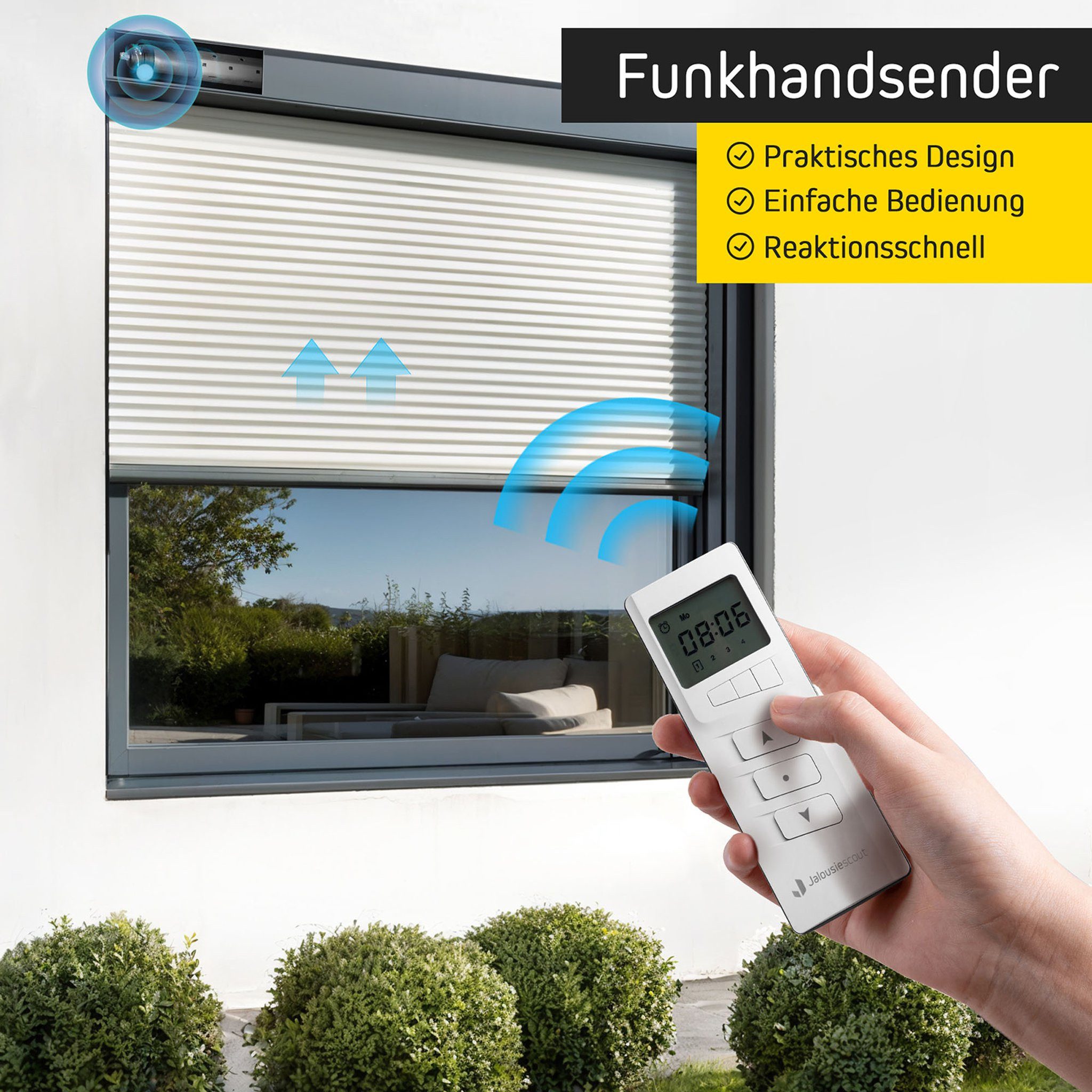 jalousiescout Rollladen-Funksteuerung Funk-Handsender MK 4-Kanal Timer MKT 04, für Rollläden & MarkisenRollläden & Markisen, 1-tlg., 1 Stück, batteriebetrieben