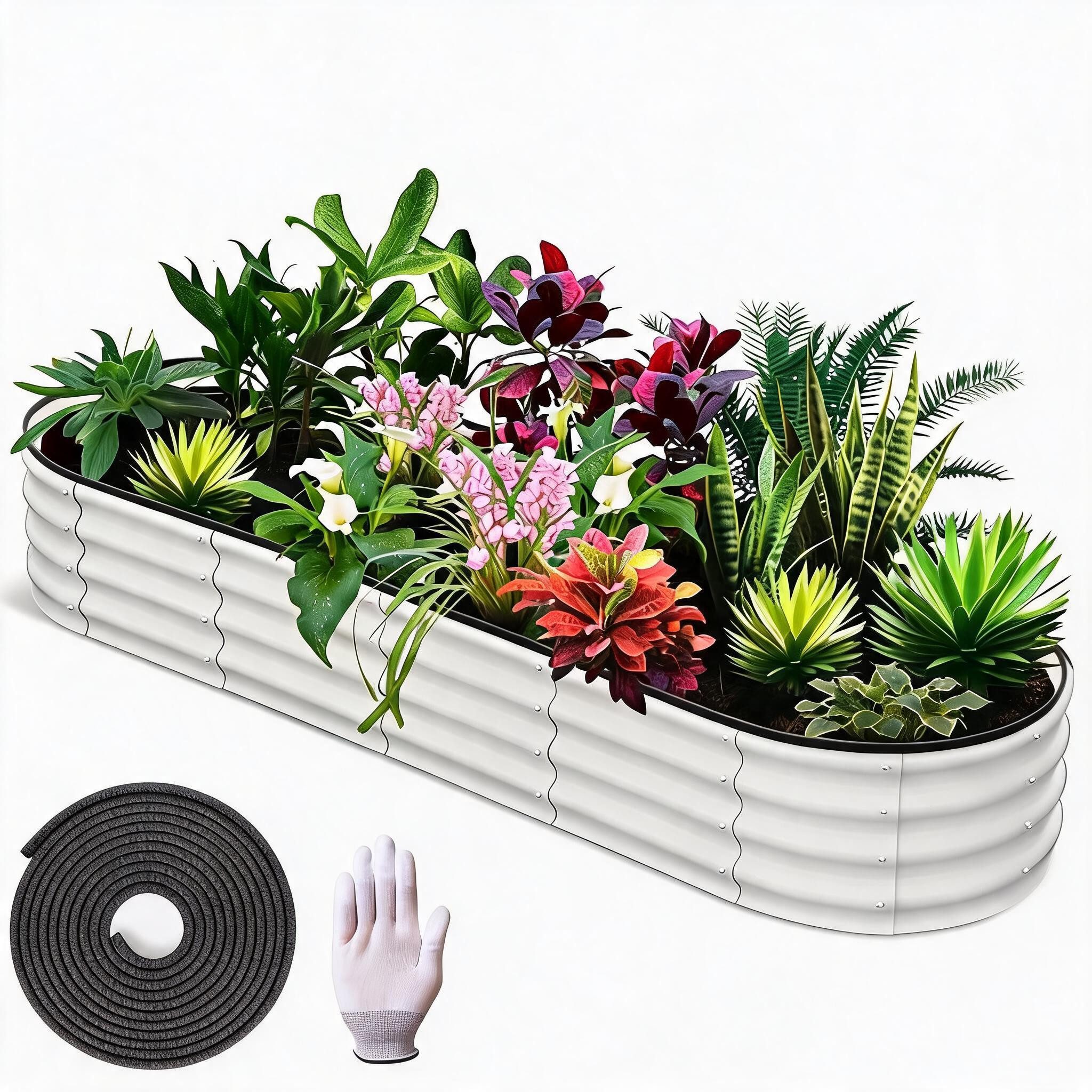 GarveeMore Beetumrandung Verzinktes Stahl-Hochbeet rund/oval, bodenlos & wetterfest