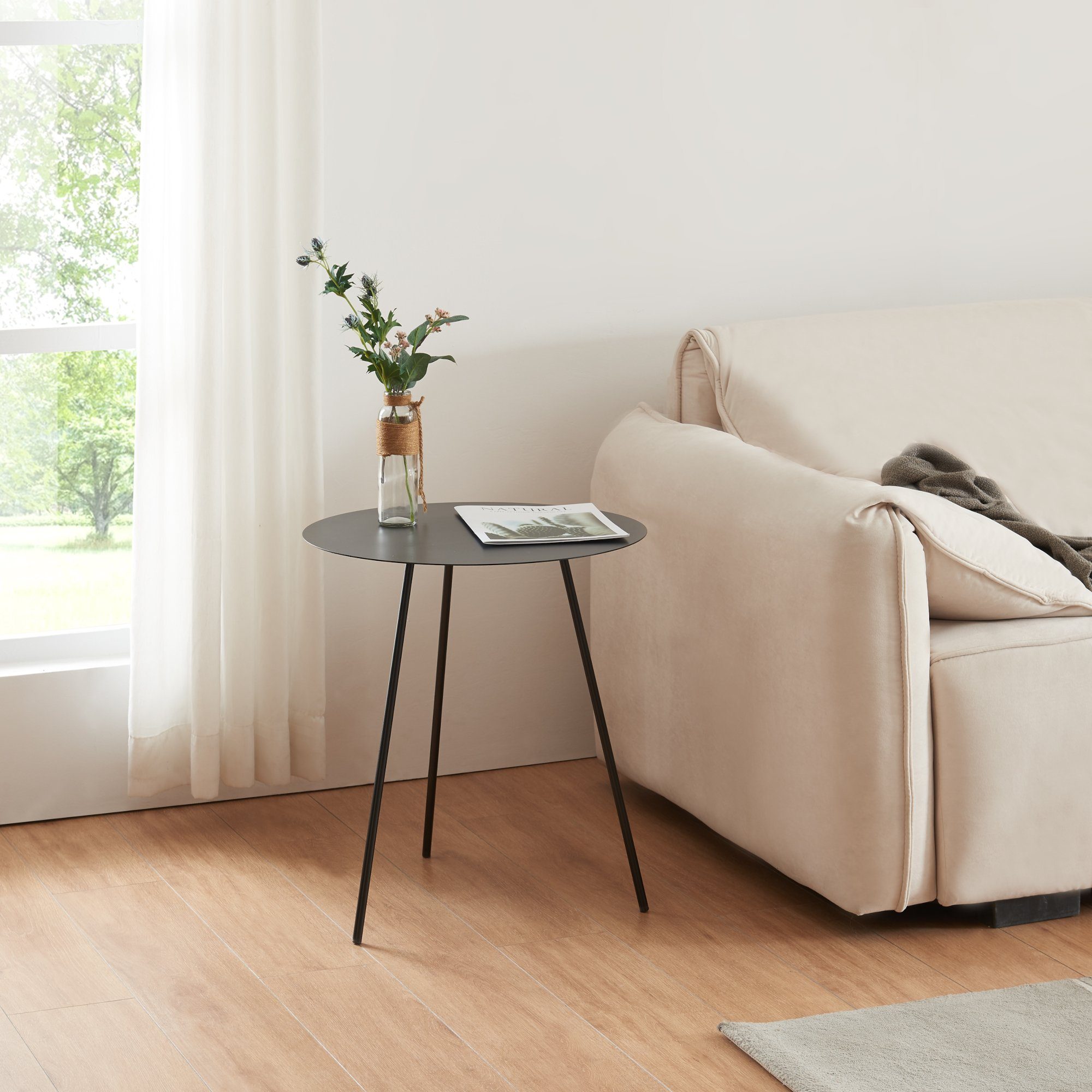 en.casa Beistelltisch, »Sula« aus Metall Schwarz 53xØ50cm günstig online kaufen