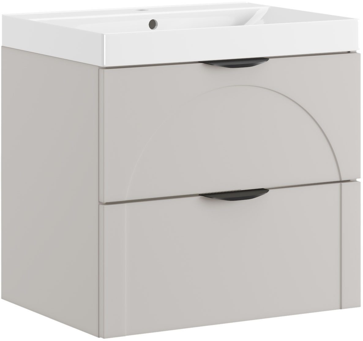 welltime Waschtisch FLOW CIRCLE mit Waschbecken, Breite 60 oder 80cm, modernes Design, Schrank mit 2 Schubladen, Soft-Close-Function, in 2 Breiten erhältlich