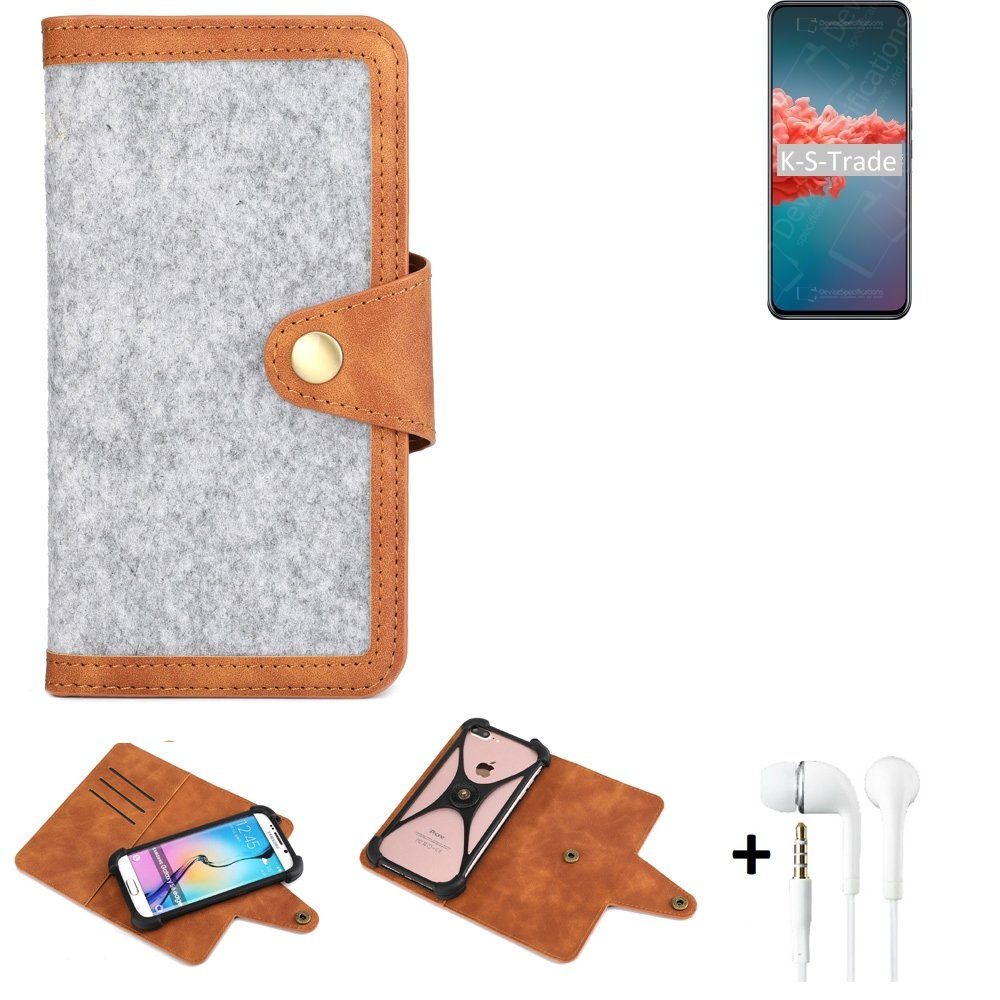 K-S-Trade Handyhülle für Xiaomi Redmi Note 9 5G, Handyhülle + Kopfhörer Schutzhülle Filz Hülle Kunstleder