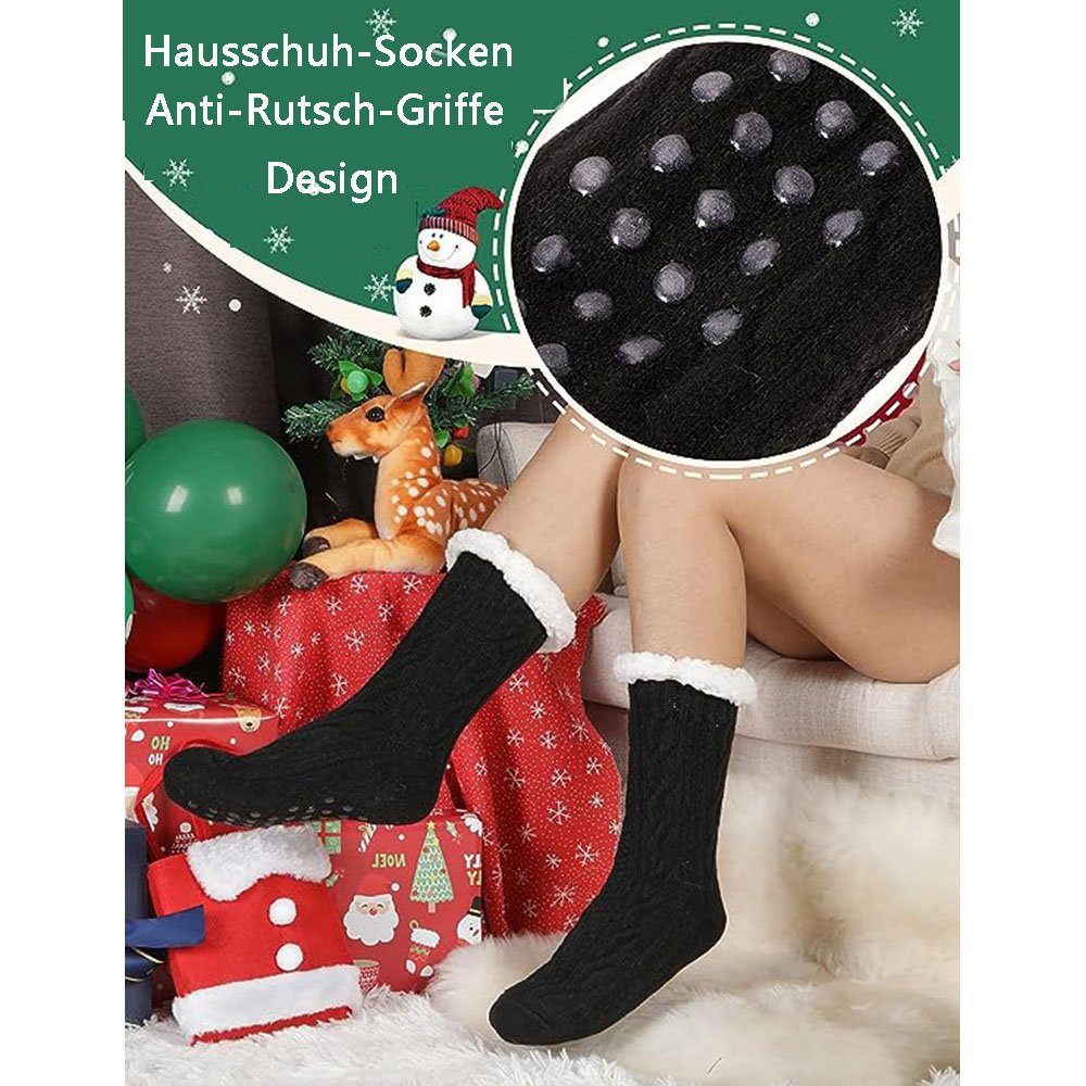 Schwarz Kuschelsocken Socken Weihnachtssocken Thermosocken Thermosocken Dicke Juoungle