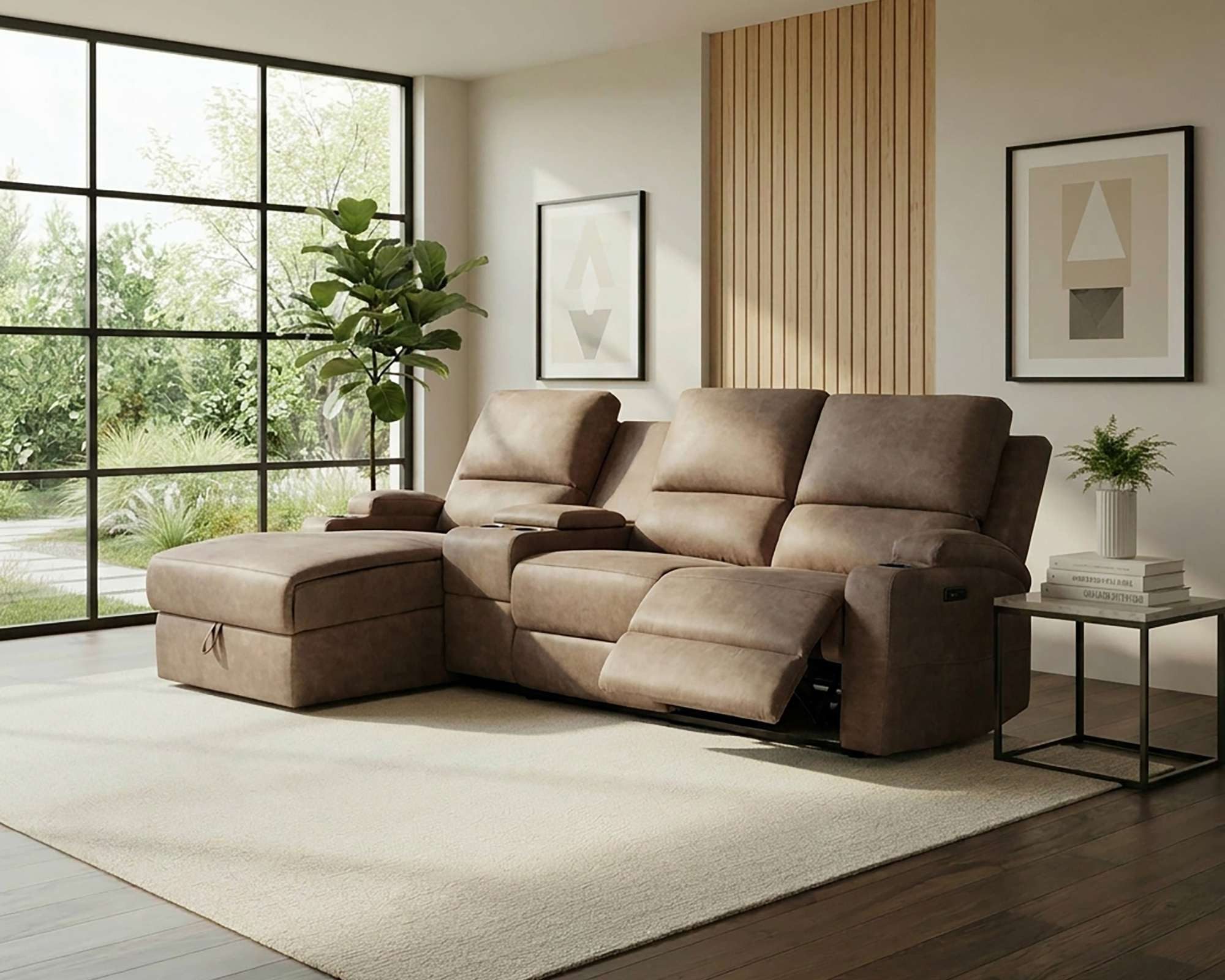 OTTO home Ecksofa NAPORI Microfaser, Multimediasofa, 3er Kinosessel XXL, L-Form, Kinosofa, manuelle o. elektr. Relaxfunktion, Staufach, Getränkehalter