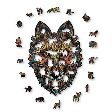 ANIWOOD Konturenpuzzle ANIWOOD,Wolf,Holz,mehrfarbig, 150 Puzzleteile, Größe M (20,0 x 26,9 x 0,5 cm)