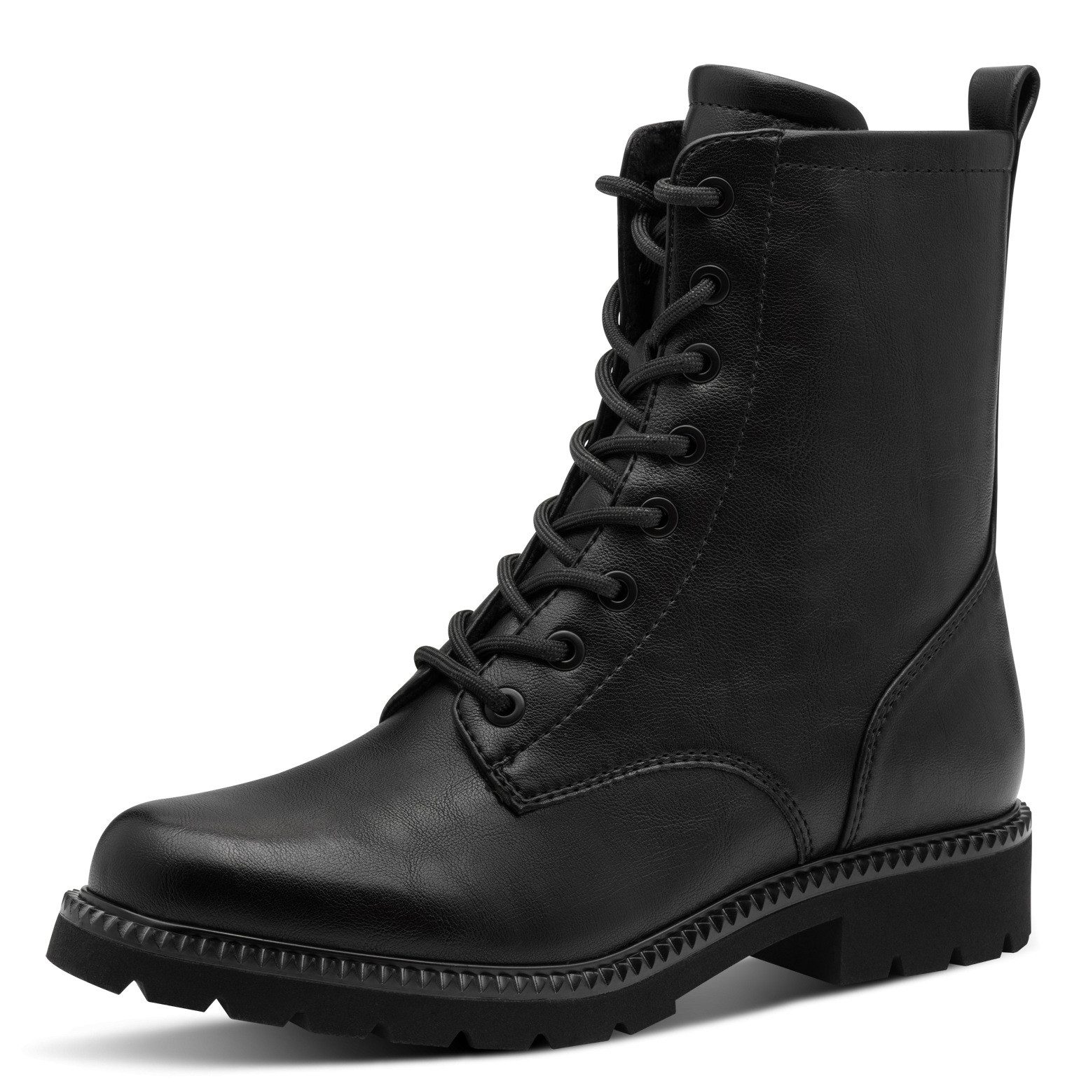 Tamaris Schnürstiefelette, Blockabsatz, Schnürboots mit Logoaufnäher an der Schuhzunge