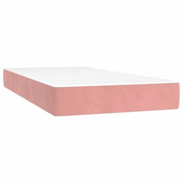 vidaXL Bettgestell Boxspringbett mit Matratze LED Rosa 90x200 cm Samt Bett Bettgestell