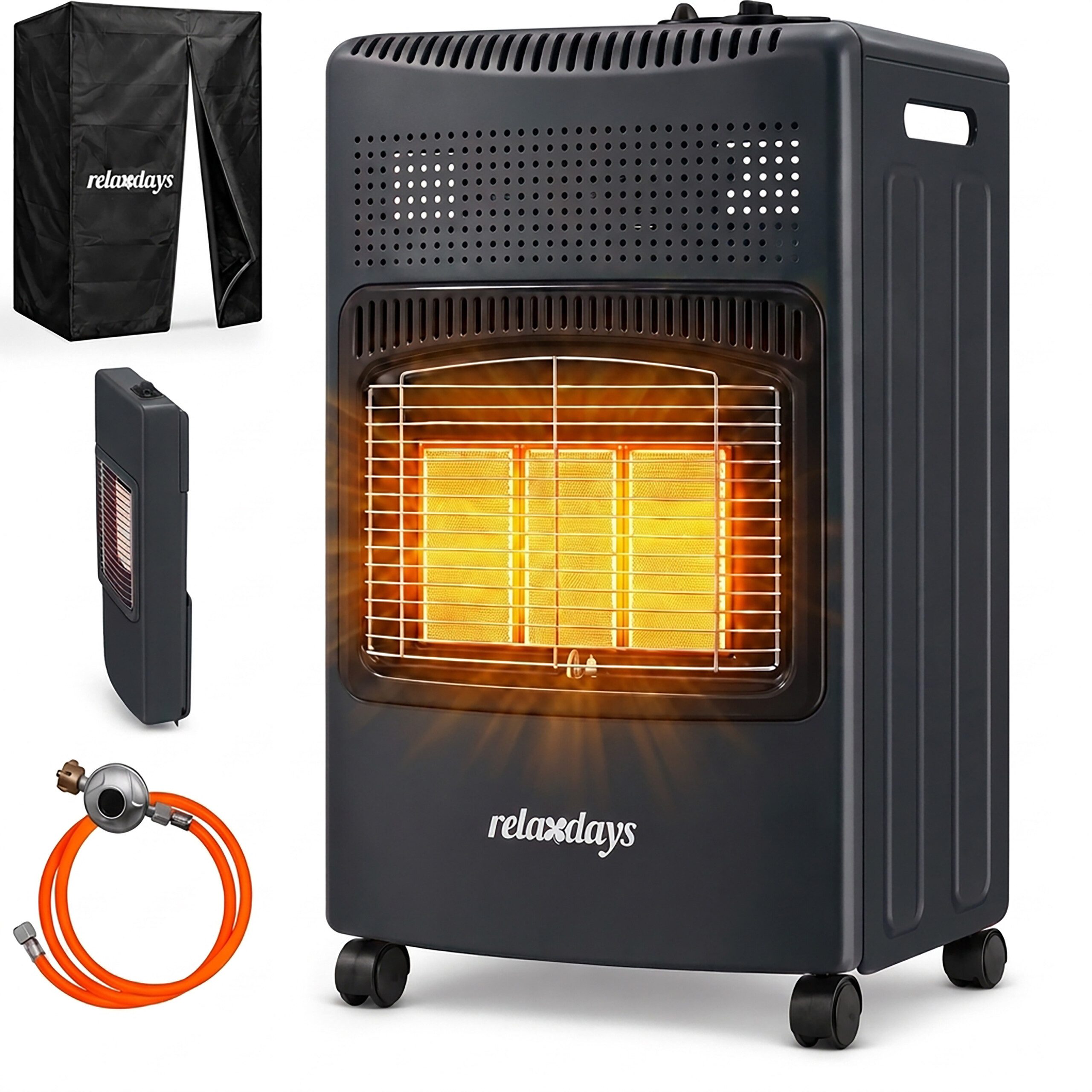 relaxdays Infrarotstrahler Gasheizofen 3 Stufen, 4200 W, schwarz