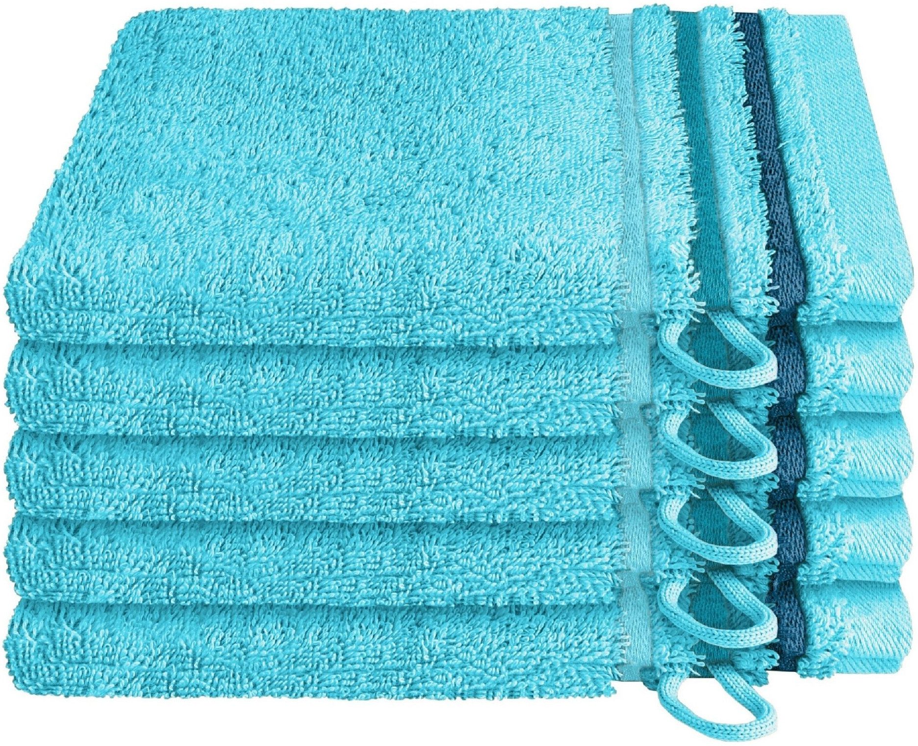 Schiesser Waschhandschuh Skyline Color aus 100 % Baumwolle mit eleganter Streifenbordüre, (5-St), OEKO-TEX® MADE IN GREEN