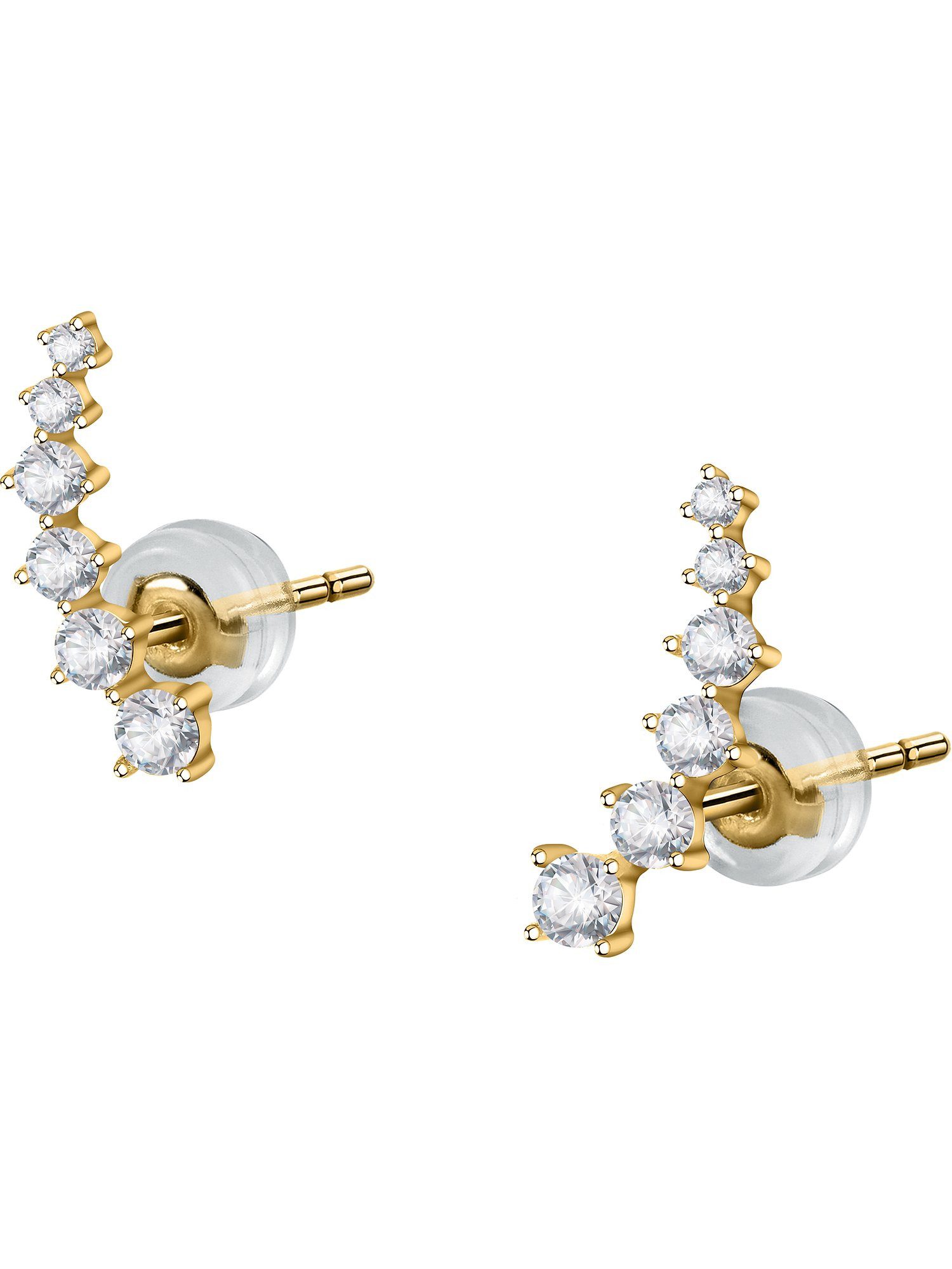 Paar Ohrstecker FAVS Damen-Ohrstecker 375er Gelbgold 12 Zirkonia