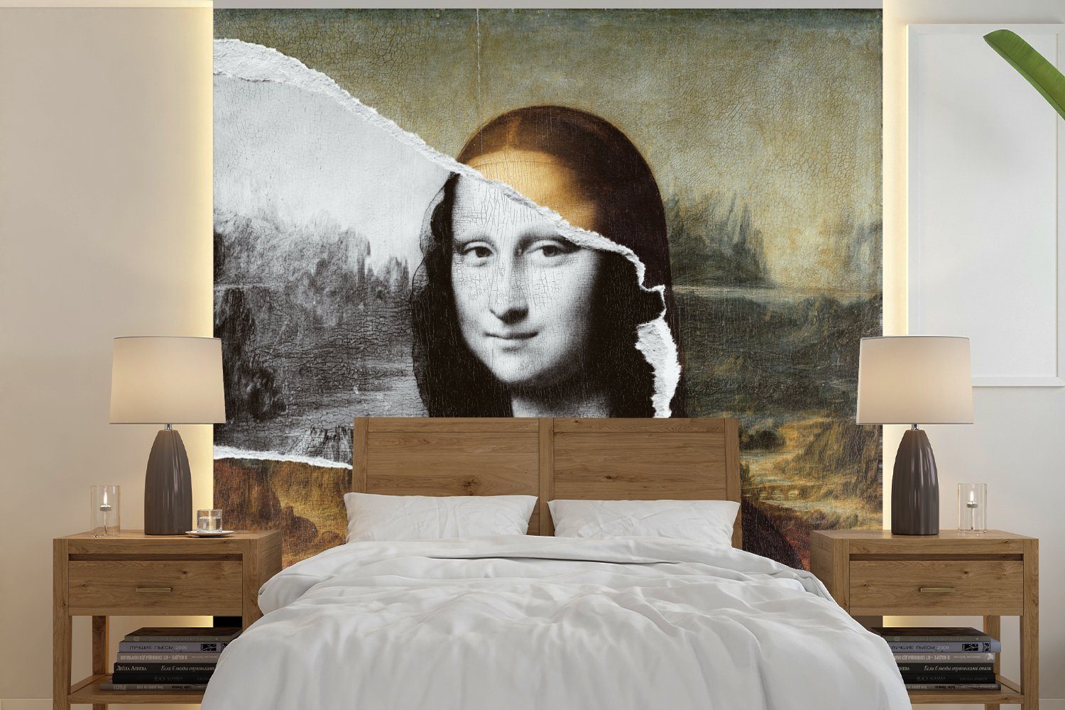 MuchoWow Fototapete Mona Lisa - Da Vinci - Alte Meister, Matt, bedruckt, (4 St), Vliestapete für Wohnzimmer Schlafzimmer Küche, Fototapete