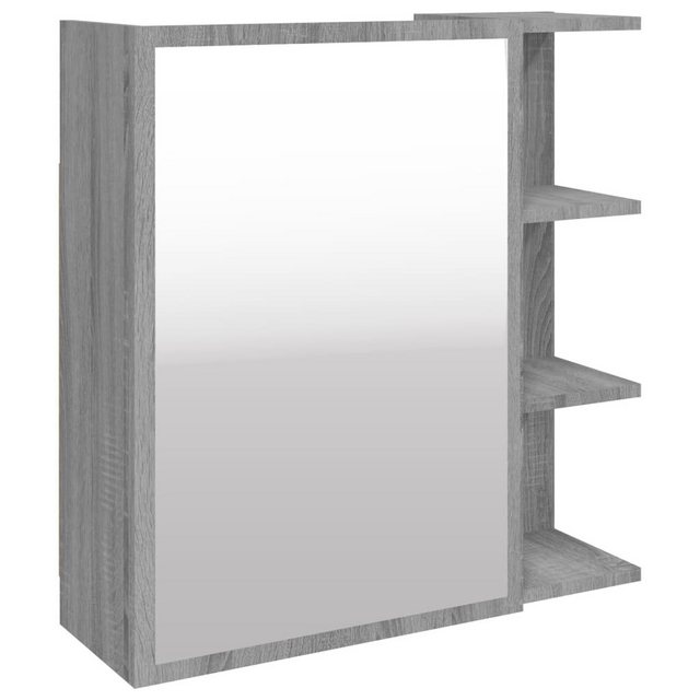 vidaXL Badezimmerspiegelschrank Bad-Spiegelschrank Grau Sonoma 62,5×20,5×64 cm Holzwerkstoff (1-St)