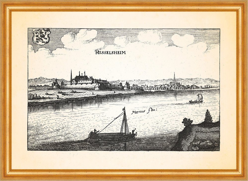 Kunstdruck Rüsselsheim Sonderstatus Festung Stadttheater Rucilesheim Merian 0060