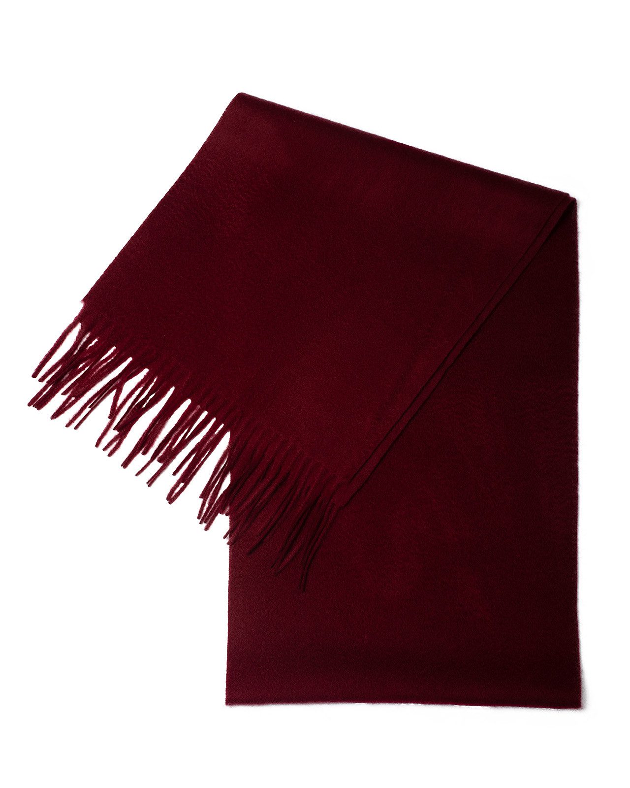 MayTree Kaschmirschal Unisex, 180 x 30cm, mit Fransen, einfarbig weinrot, (Stück, 1-St), 100% Kaschmir