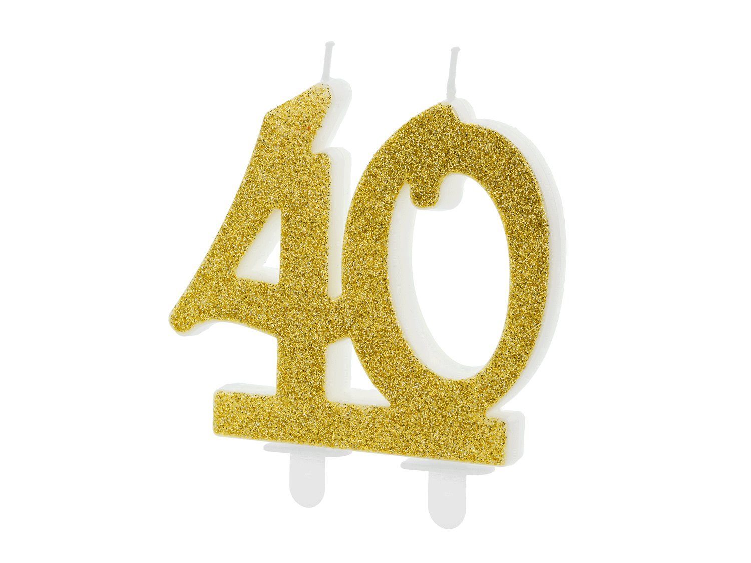 partydeco Geburtstagskerze, Geburtstagskerzen 40 Jahre 7.5cm, gold / glitzer