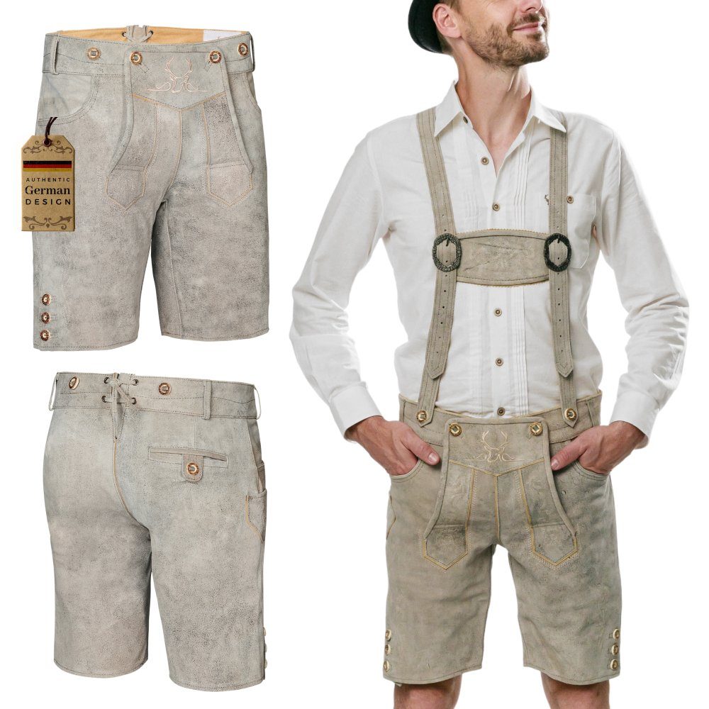 Größen - BAVARIA Herren traditionelles weiß 66 Lederhosen 46 Design bis EU Trachtenhose kurz TRACHTEN