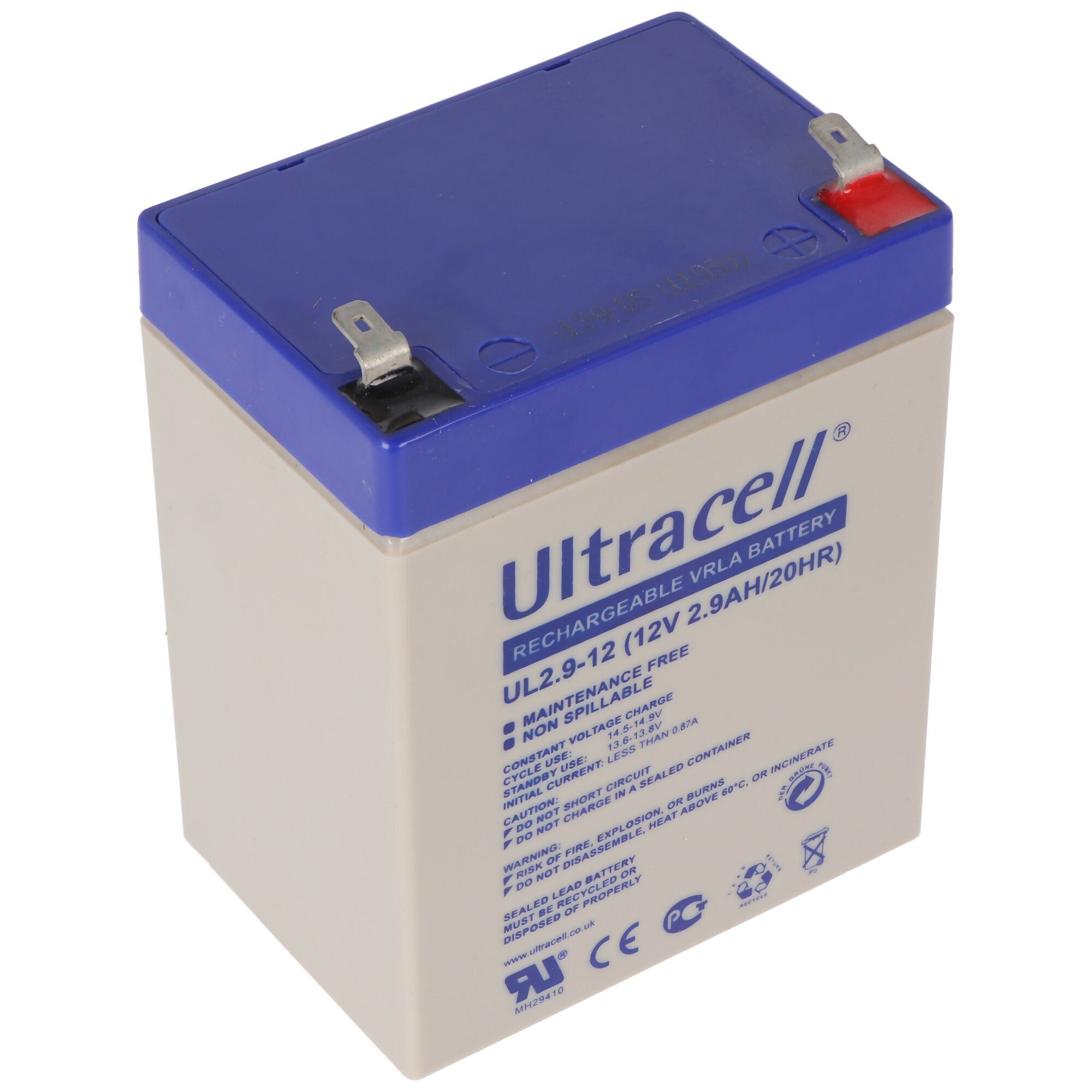 Ultracell Ultracell UL2.9-12 12V 2,9Ah Bleiakku AGM Blei Gel Akku 4,8mm Steckko Akku 2900 mAh (12,0 V)