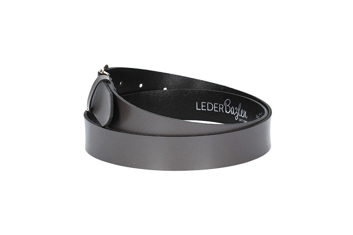 Leder Bazlen Ledergürtel 30mm in Grau mit Dornschließe in Light Gold (LB1211B30-770, 1-St) sehr weiches Vollrindleder