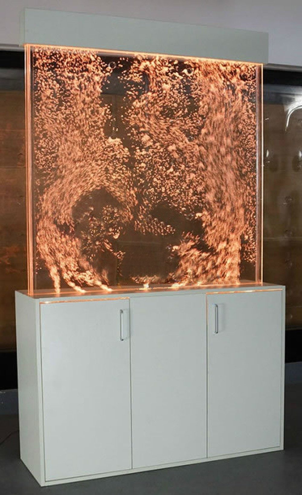 JVmoebel Barschrank Wasserwand Regal mit LED-Beleuchtung in Weiß aus Acryl und Edelstahl (1-St)