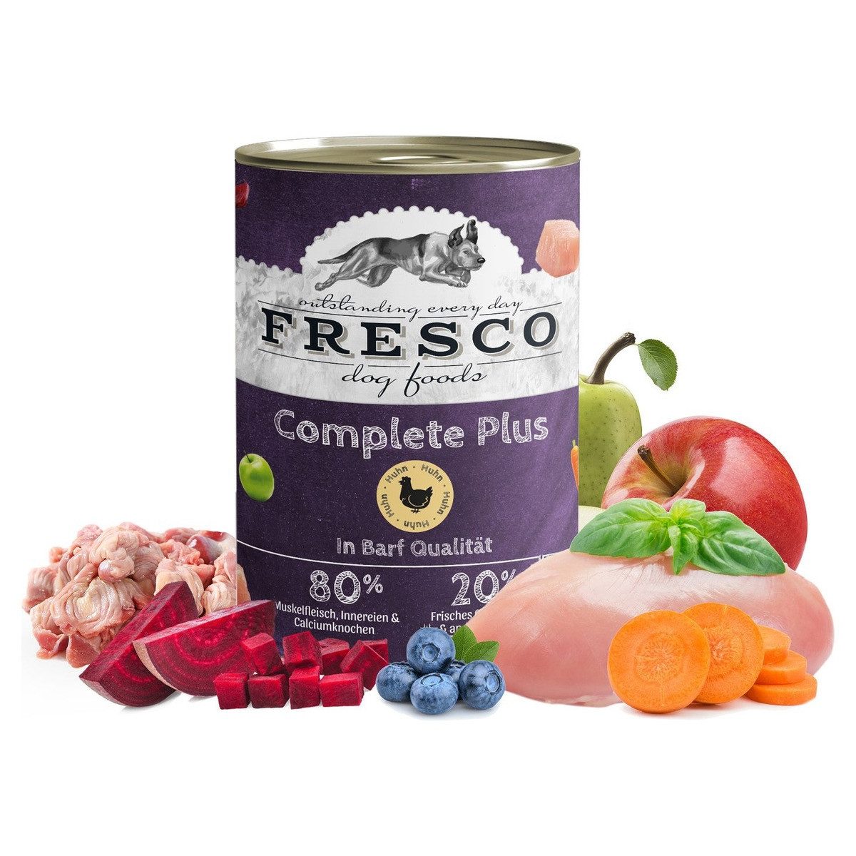 Fresco Dog Complete Plus Huhn 400 g - 12 Stück, Nassfutter für: Hund