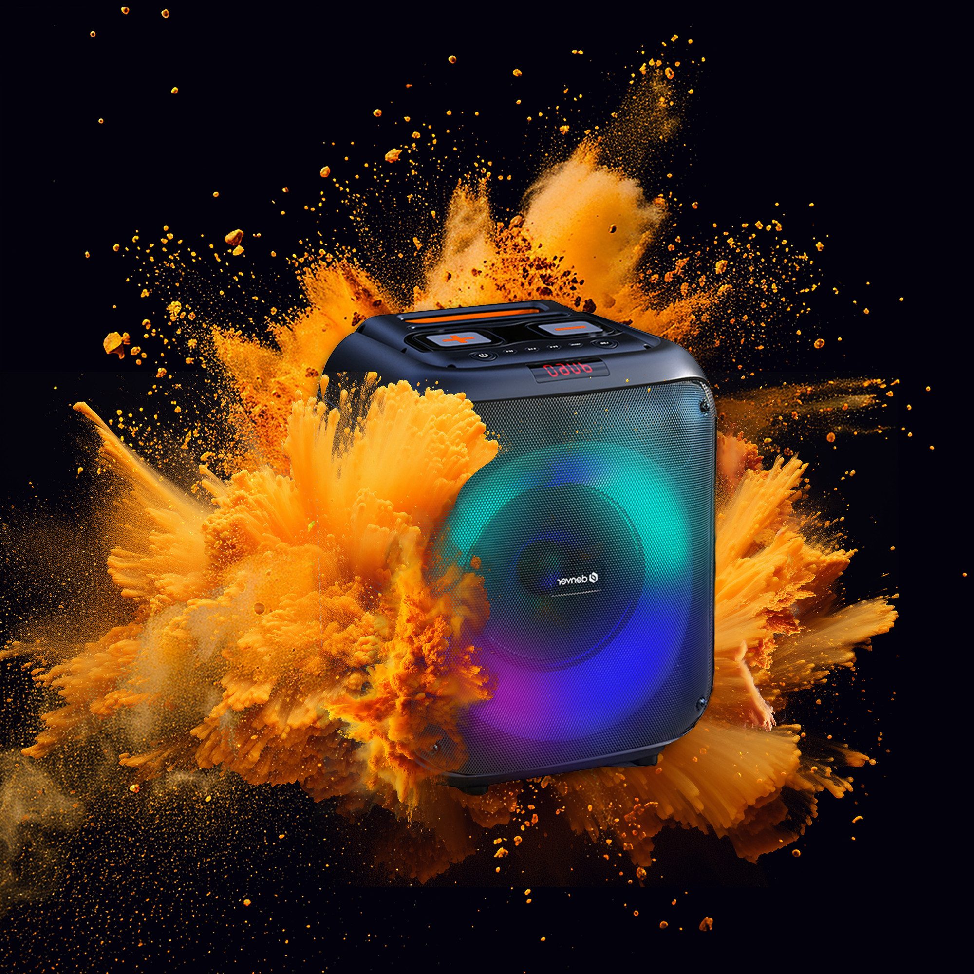 Denver BPS-250 Party-Lautsprecher (Bluetooth, 40 W, Lightshow mit Rhythmus, TWS)