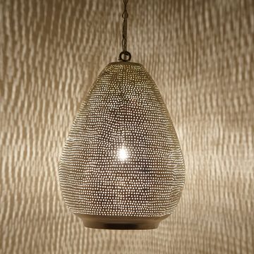 Casa Moro Hängeleuchte Orientalische Lampe Maskat D22 handgefertigt versilberte Messinglampe, marokkanische Pendelleuchte, ohne Leuchtmittel, Handmade, EL2230