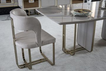 JVmoebel Esstisch Esstisch Weiß Tisch Luxus Esszimmer Stil Elegantes Schön Metall Modern