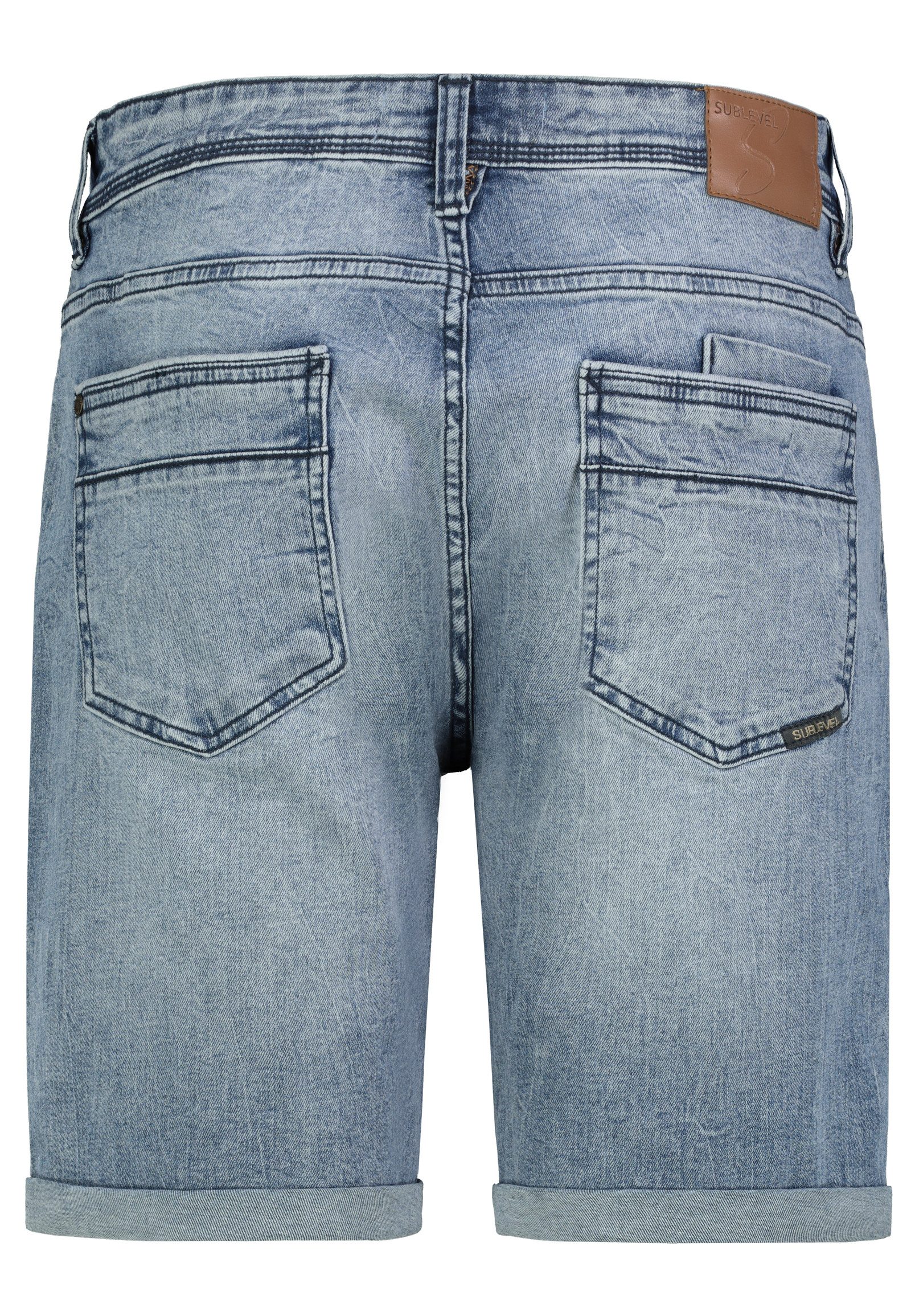 SUBLEVEL Jeansshorts mit Gürtelschlaufen und Umschlag, W32 Denim Shorts