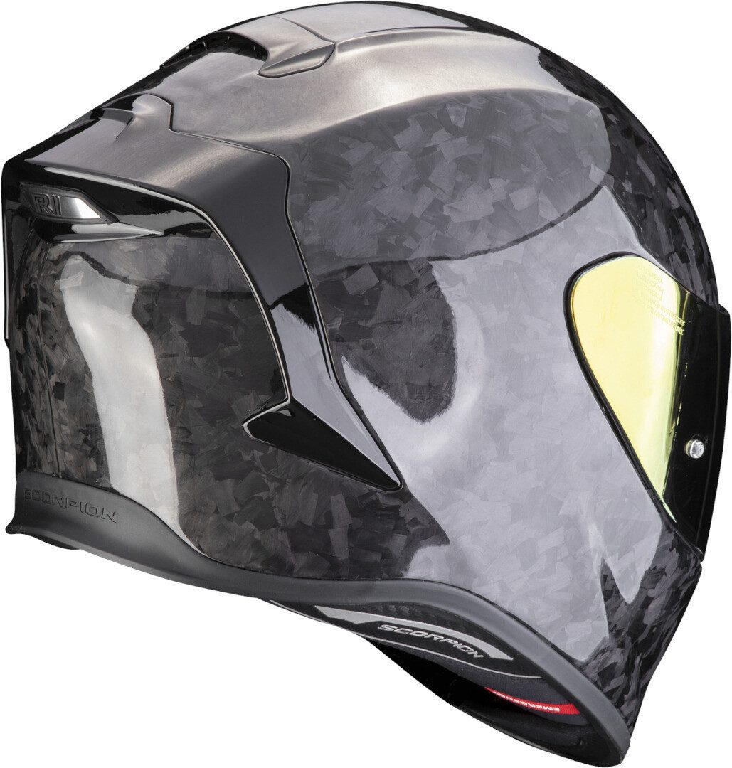 Scorpion Exo Motorradhelm EXO-R1 Evo Carbon Air Onyx Helm, Notfallsystem-Polsterung (EQRS)