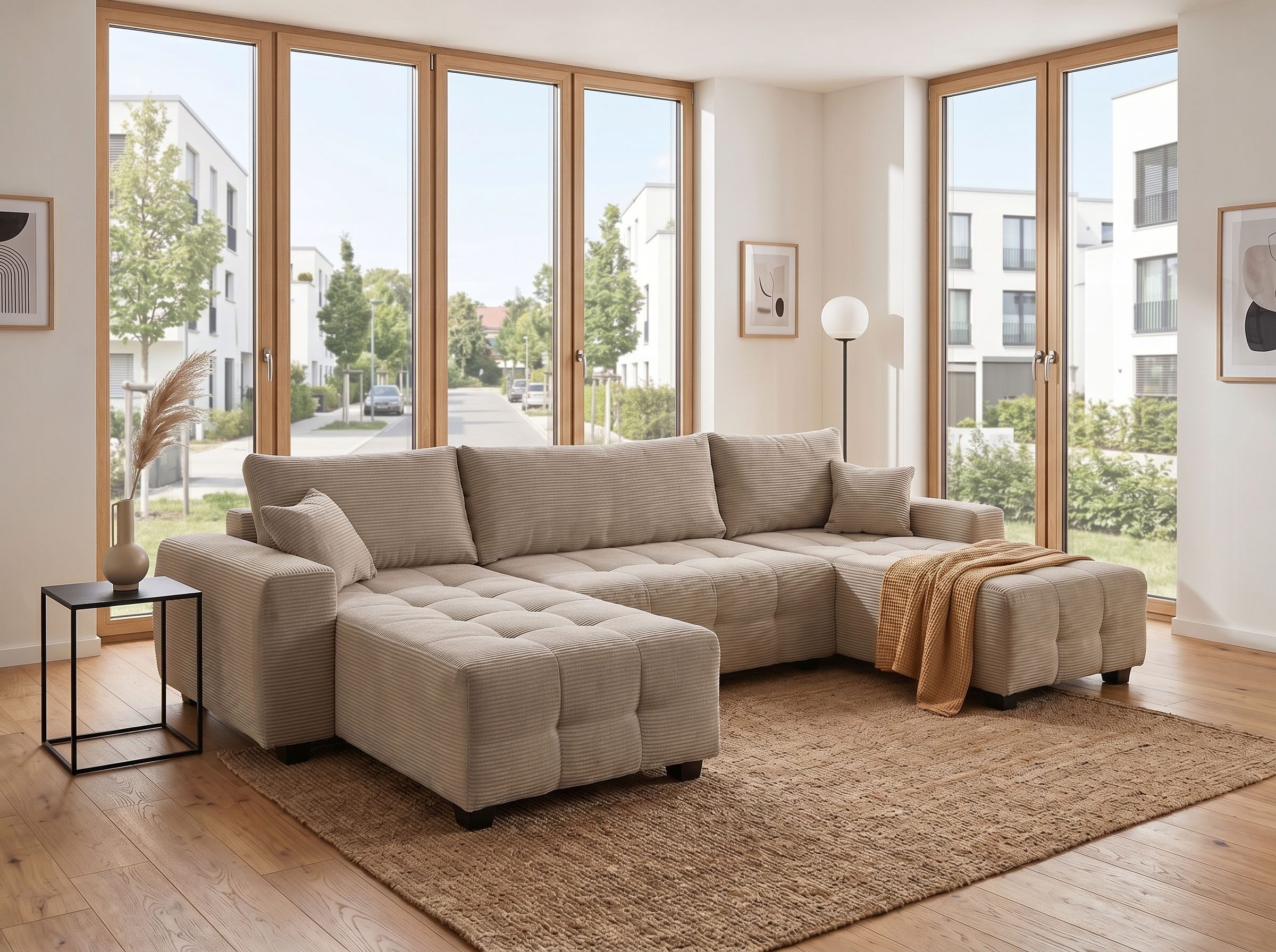 OTTO home Wohnlandschaft Bella U-Form, Breite 314 cm, Wonlandschaft, Schlaffunktion,Bonnelfederkern,Rückenkissen
